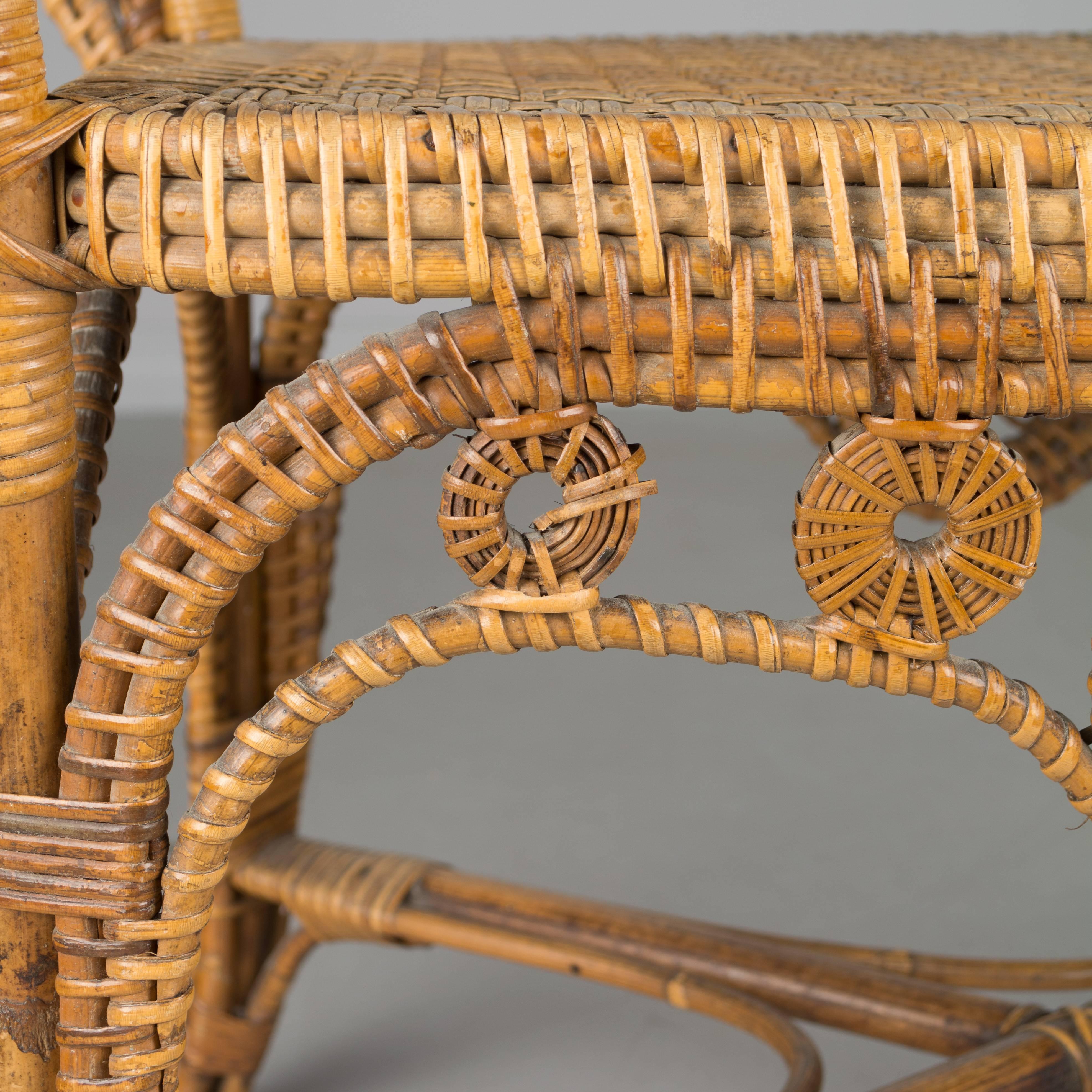 19th Century, French Wicker Bench by Perret & Vibert 6
