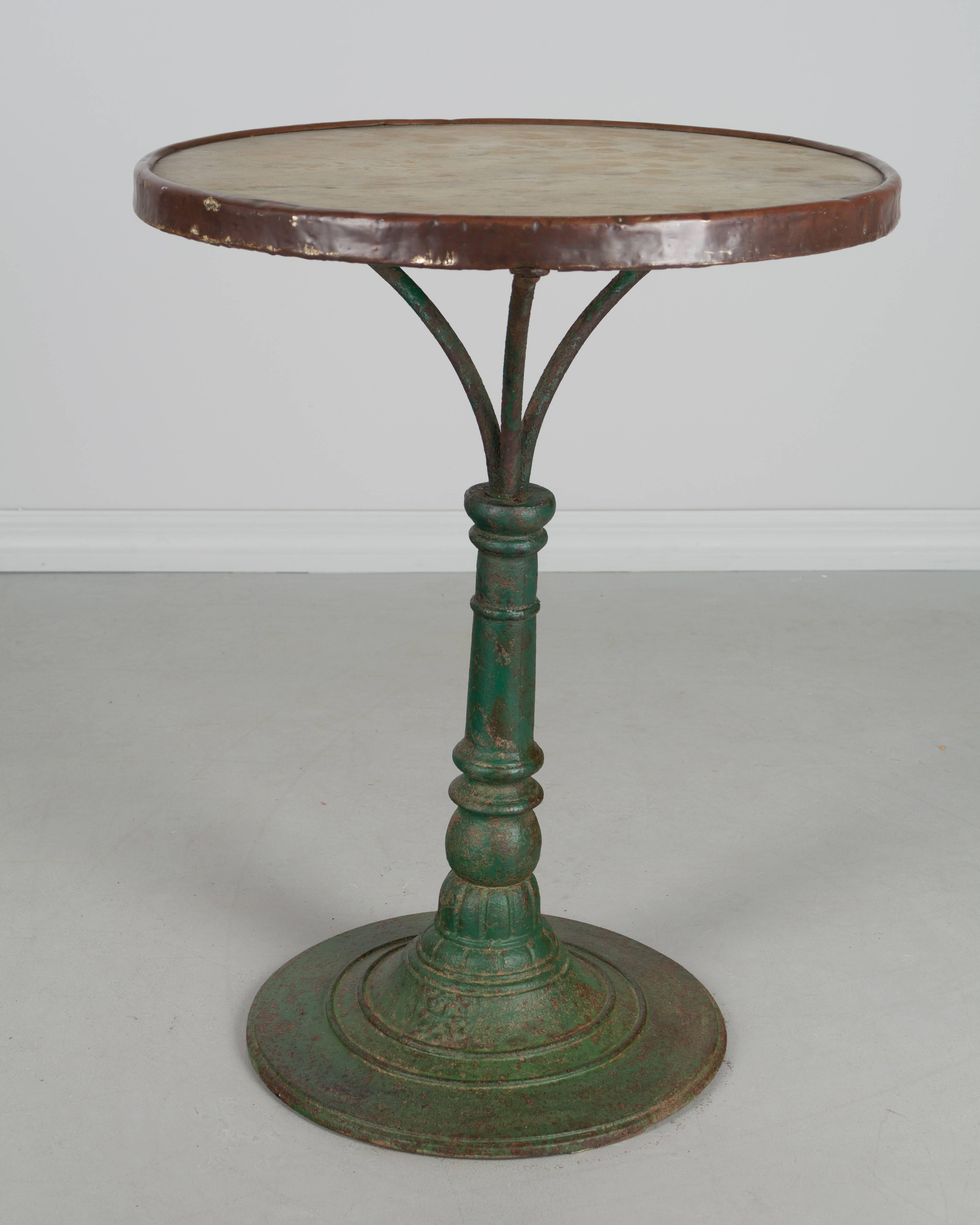 Brass 19th Century French Cast Iron Bistro Table