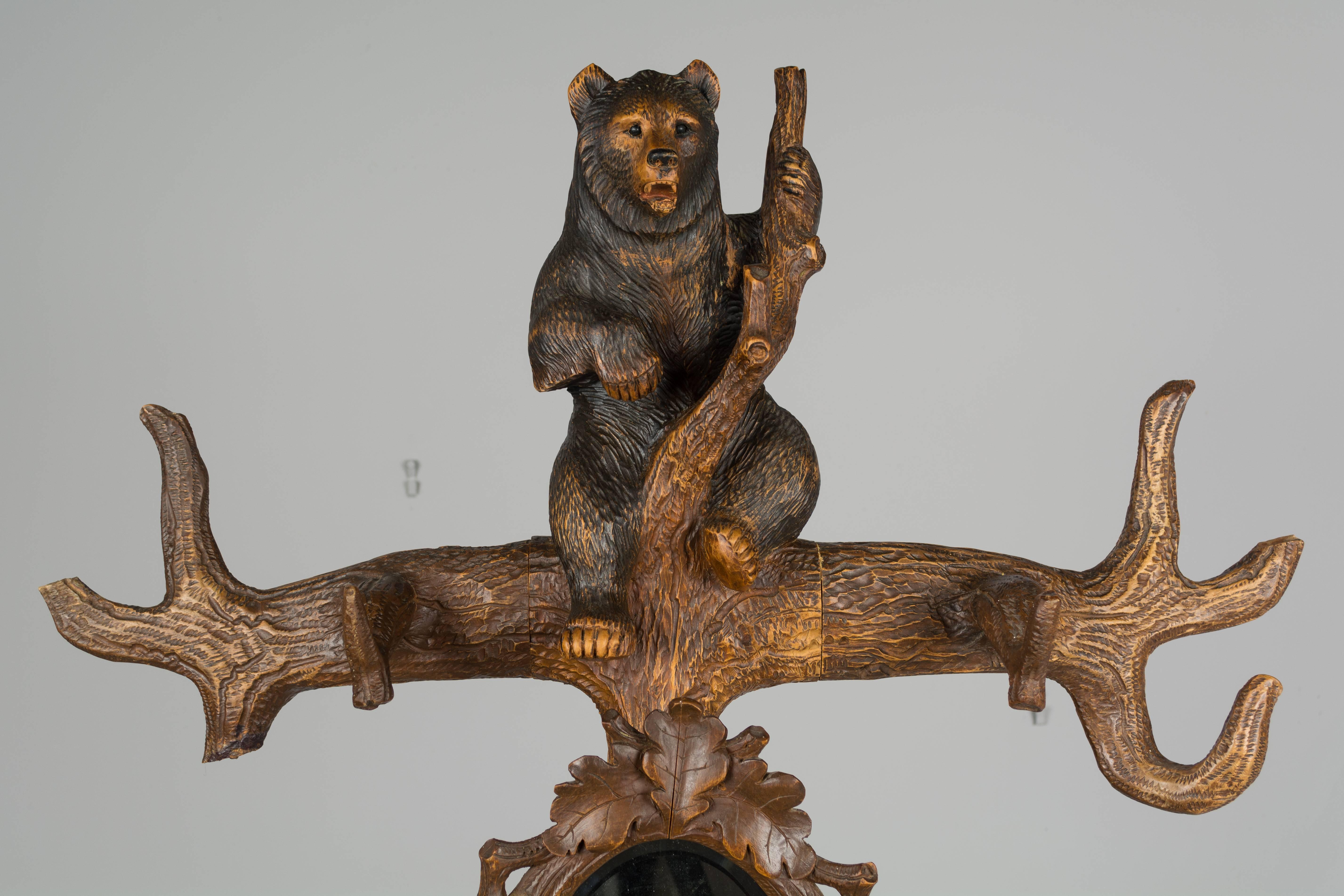 Wood 19th Century Black Forest Bear Hall Tree