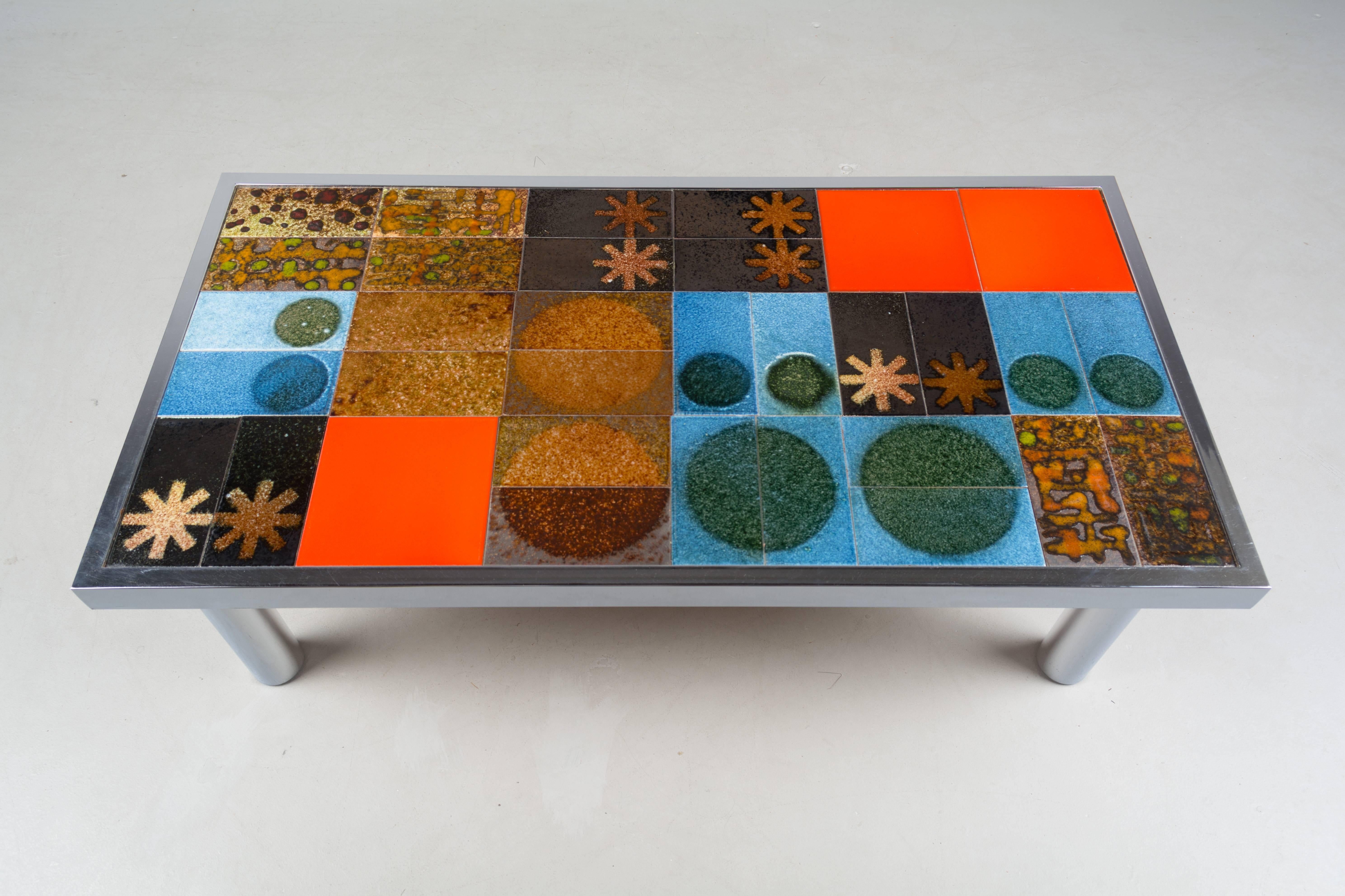 Mid-Century Modern Mid-Century Ceramic Tile Top Table
