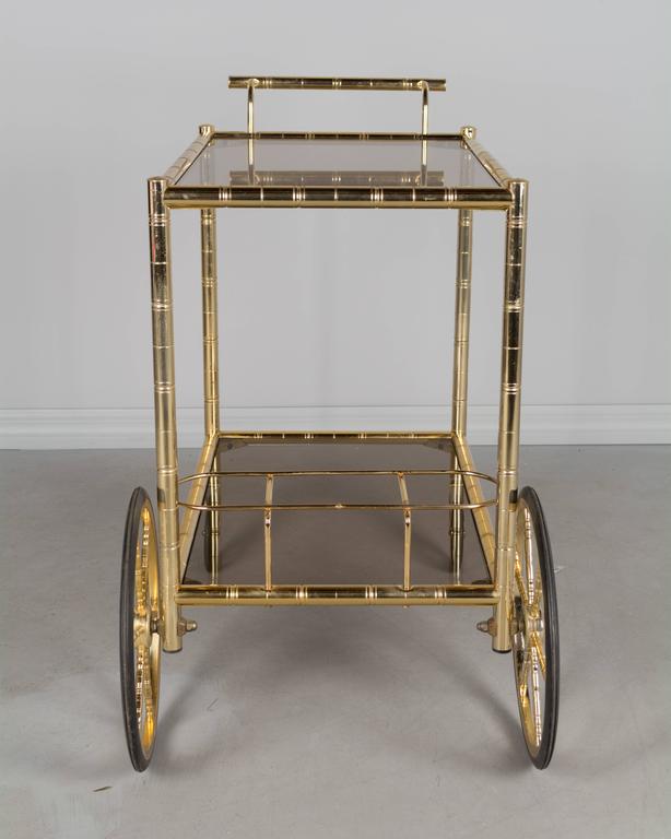 MidCentury French Brass Bamboo Bar Cart at 1stdibs