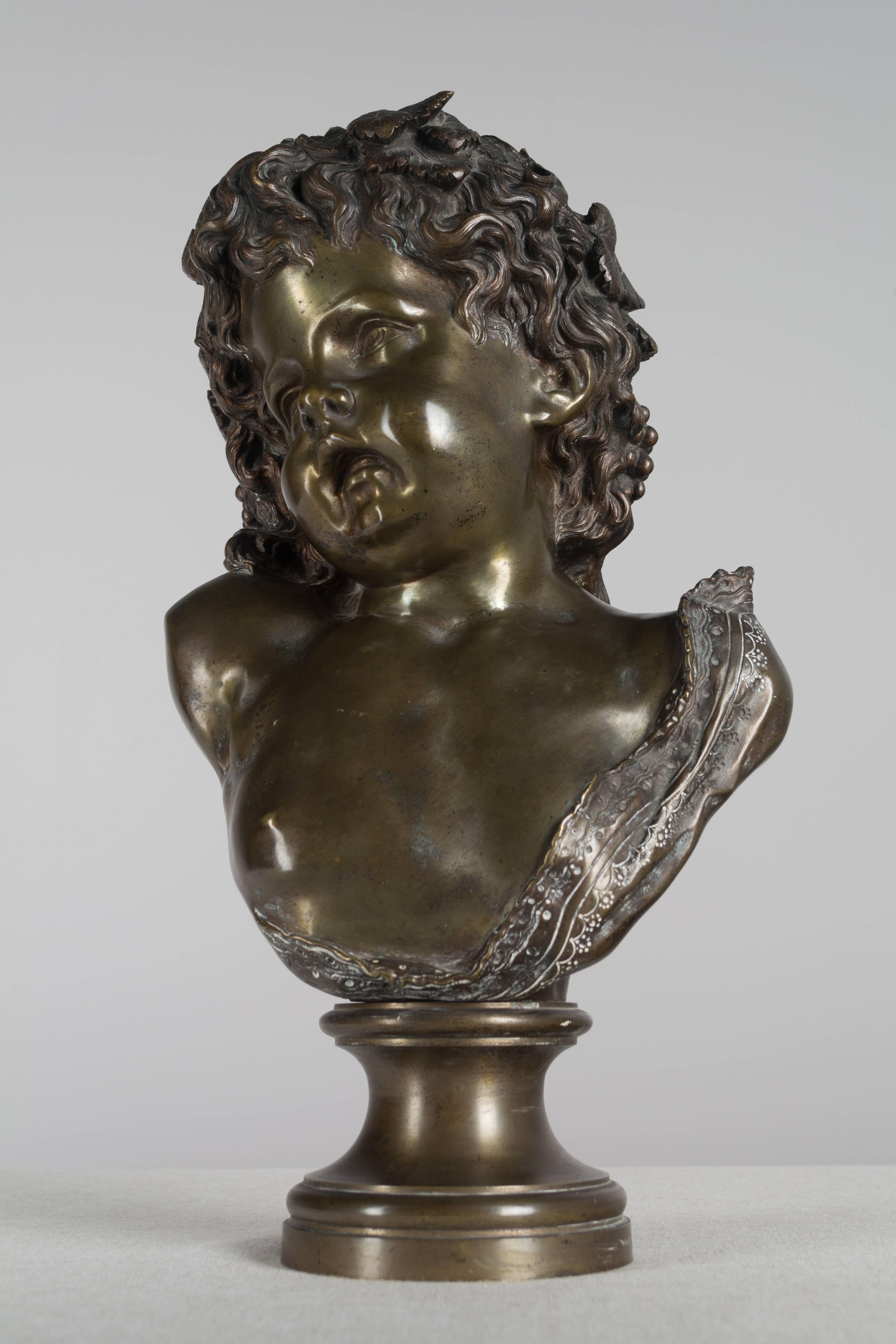 French Bronze Bust of Young Bacchus 5