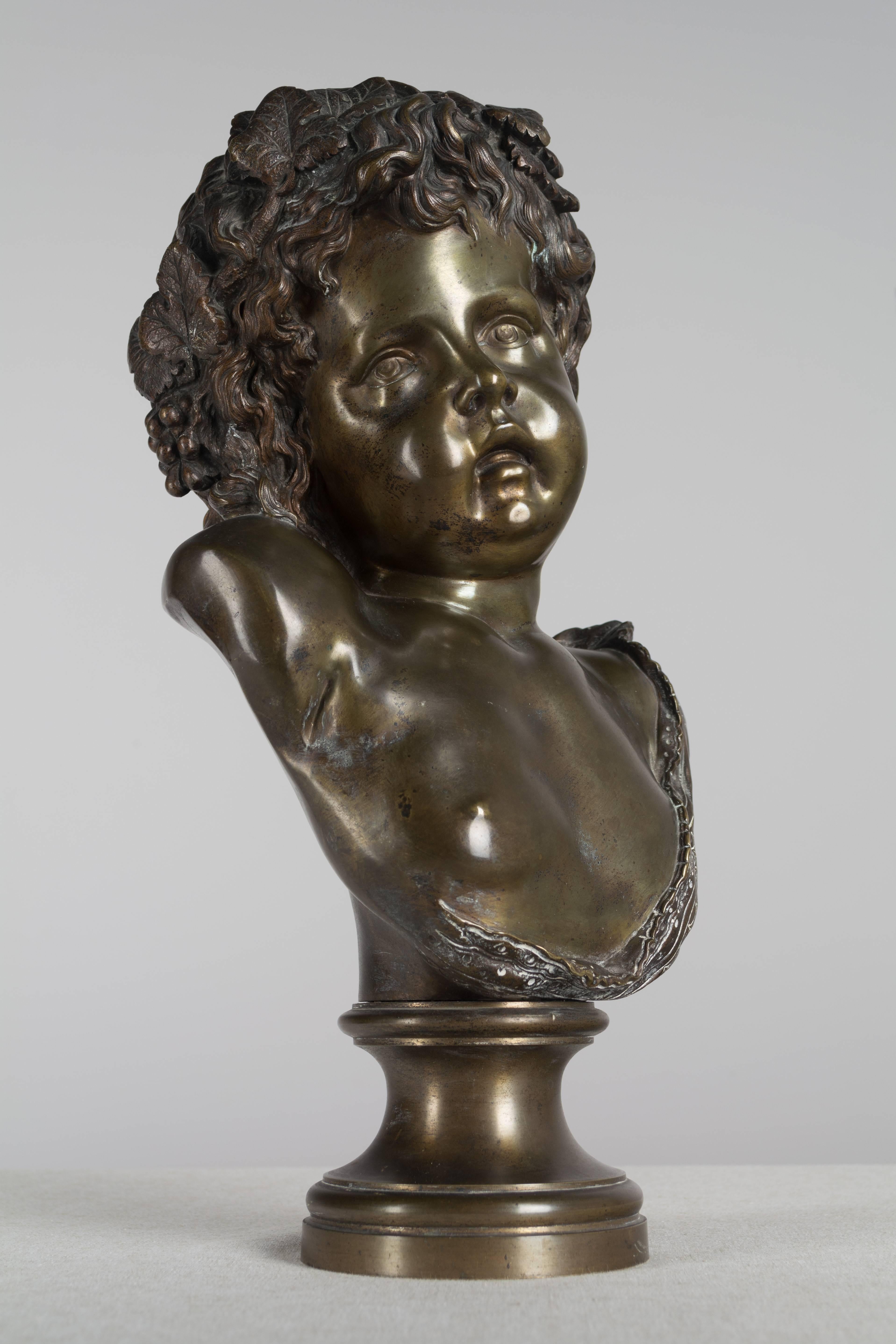 French Bronze Bust of Young Bacchus 1