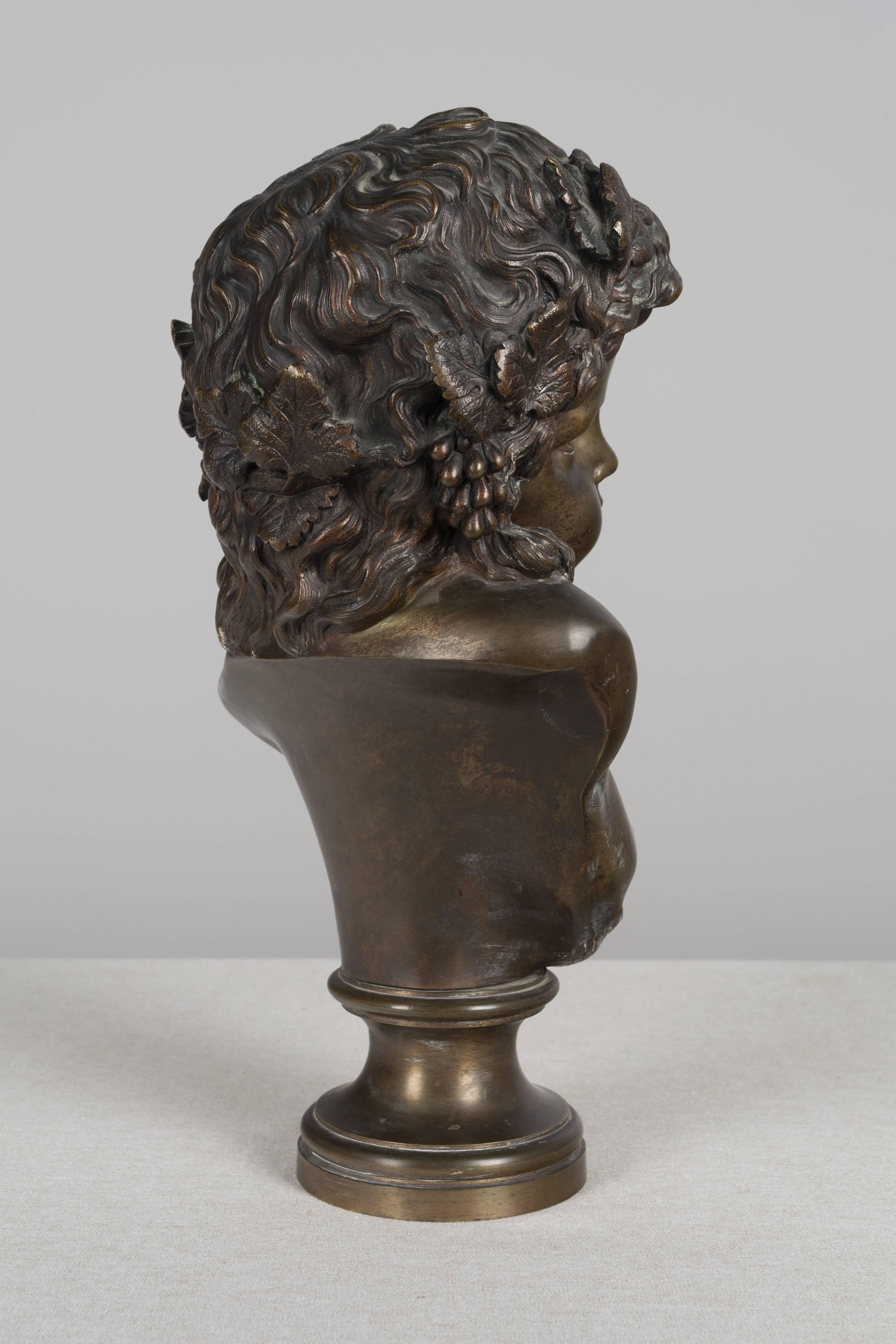French Bronze Bust of Young Bacchus In Good Condition In Winter Park, FL