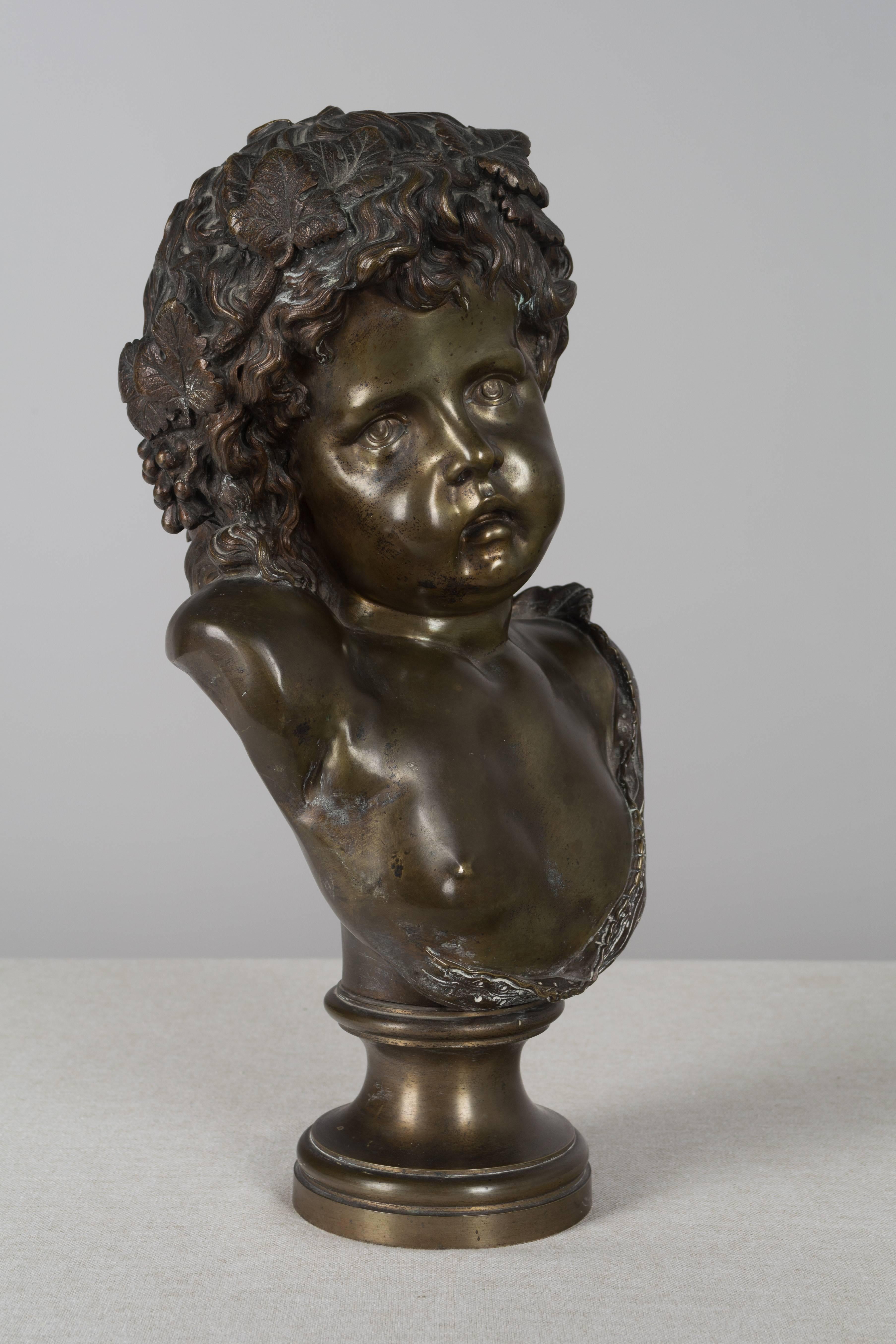French Bronze Bust of Young Bacchus 2