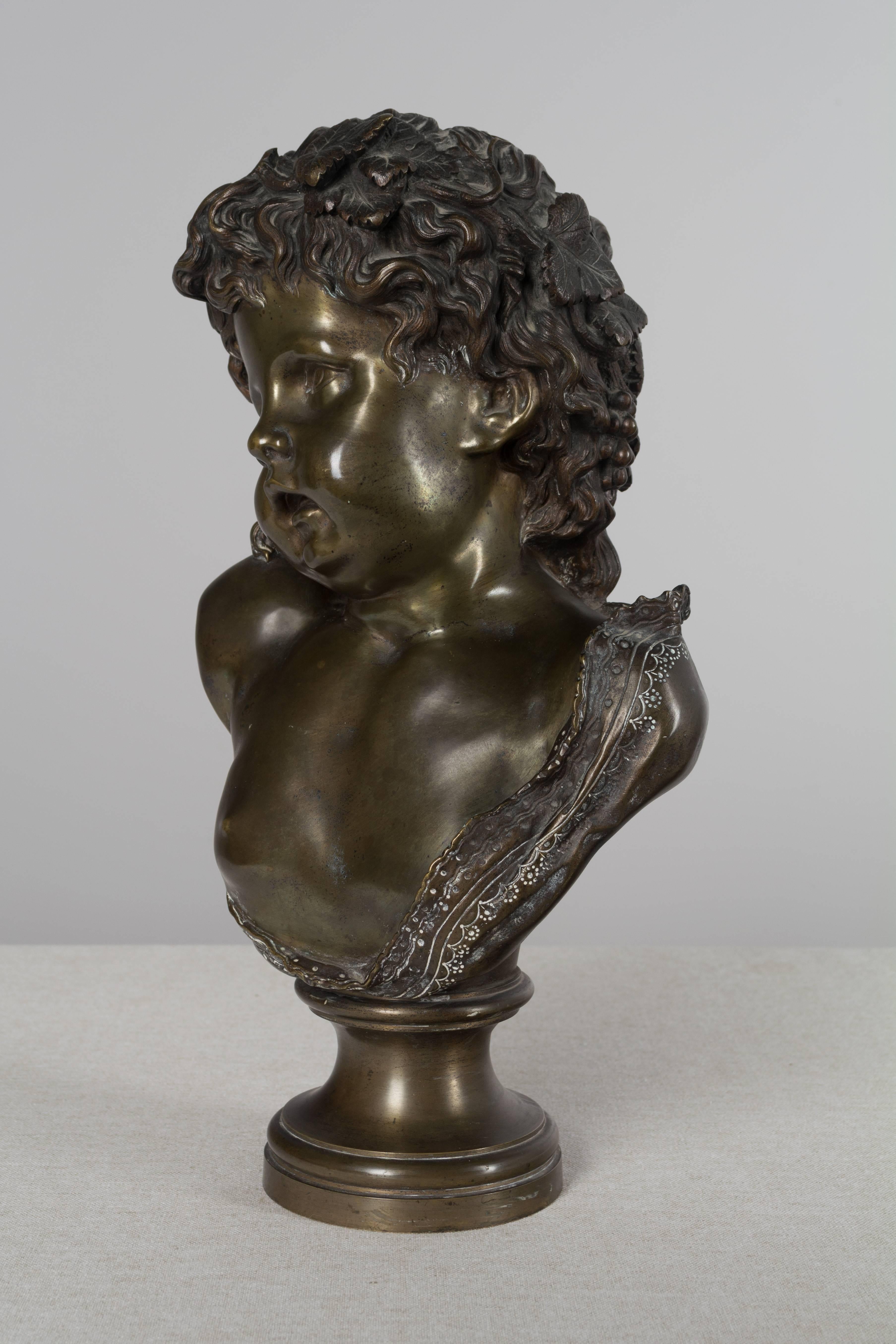 French Bronze Bust of Young Bacchus 3