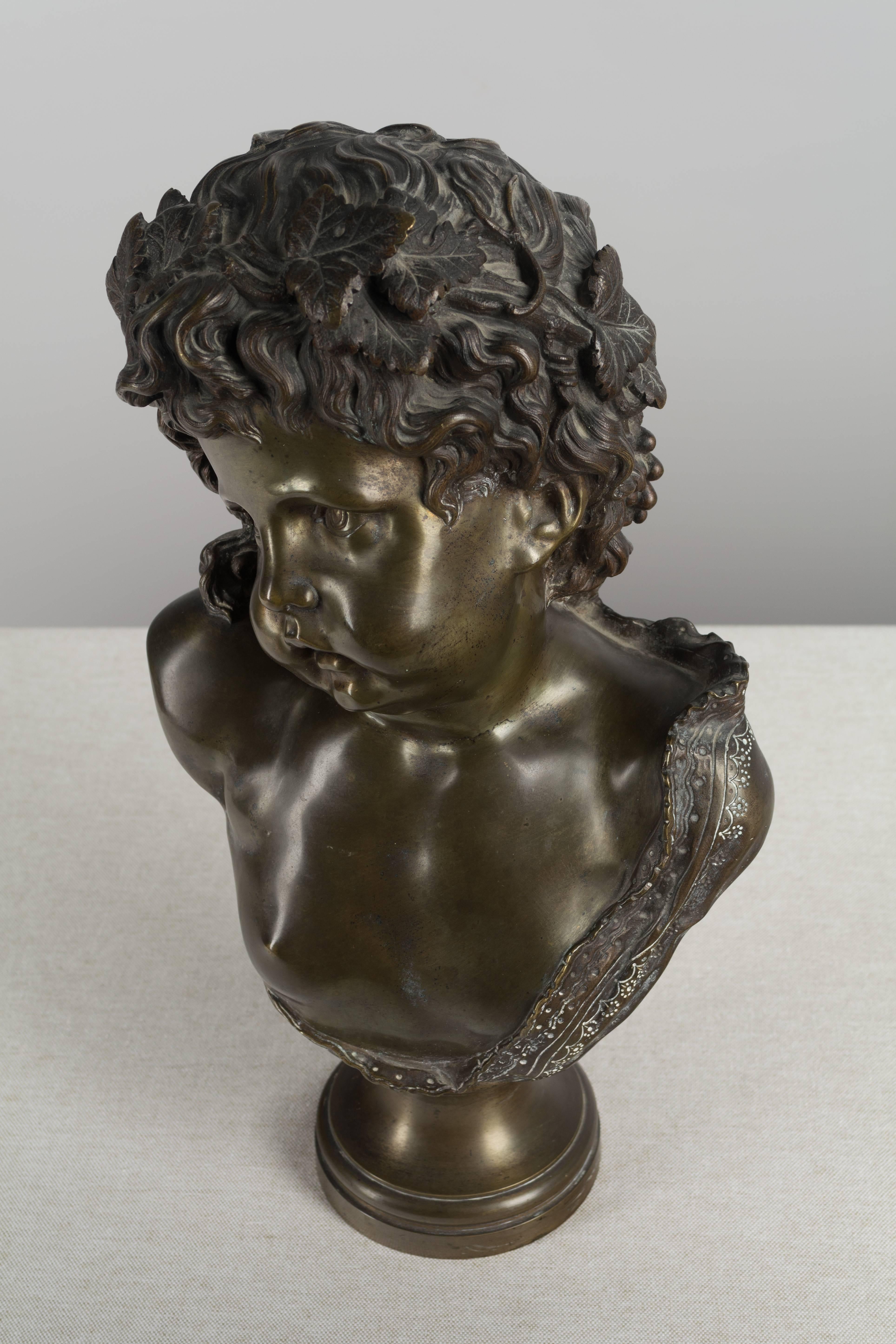 French Bronze Bust of Young Bacchus 6