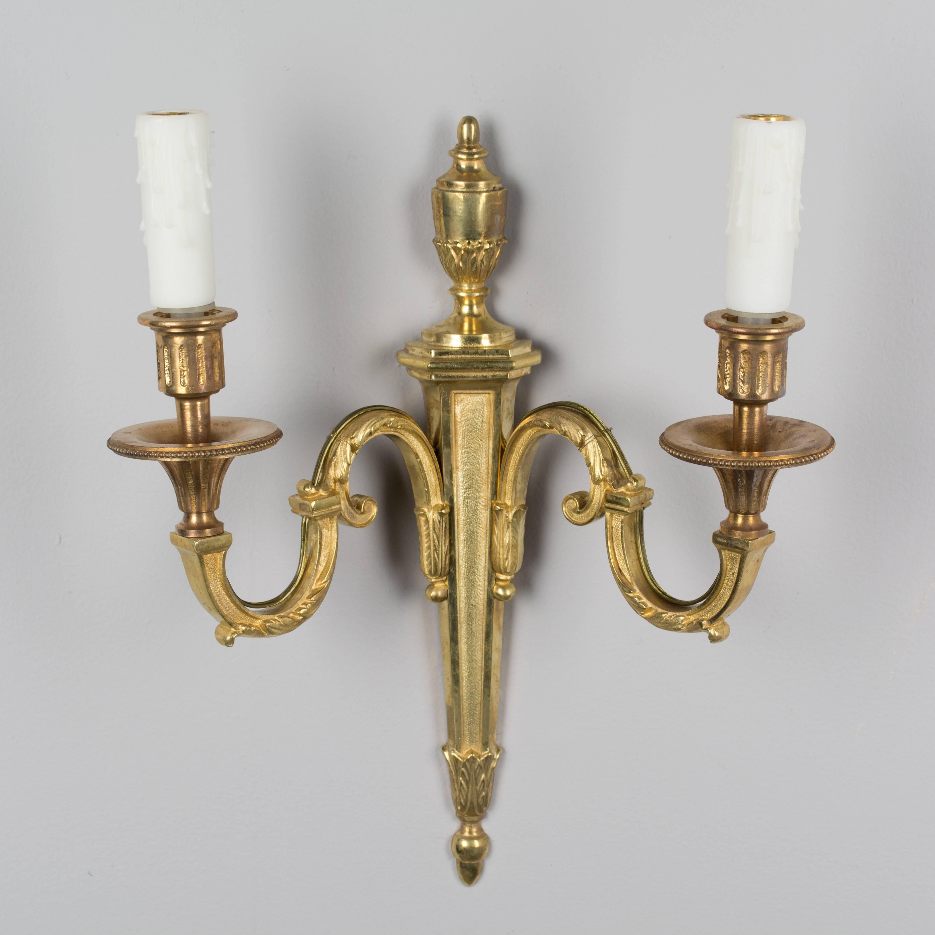 Cast Pair of Louis XVI Style French Sconces