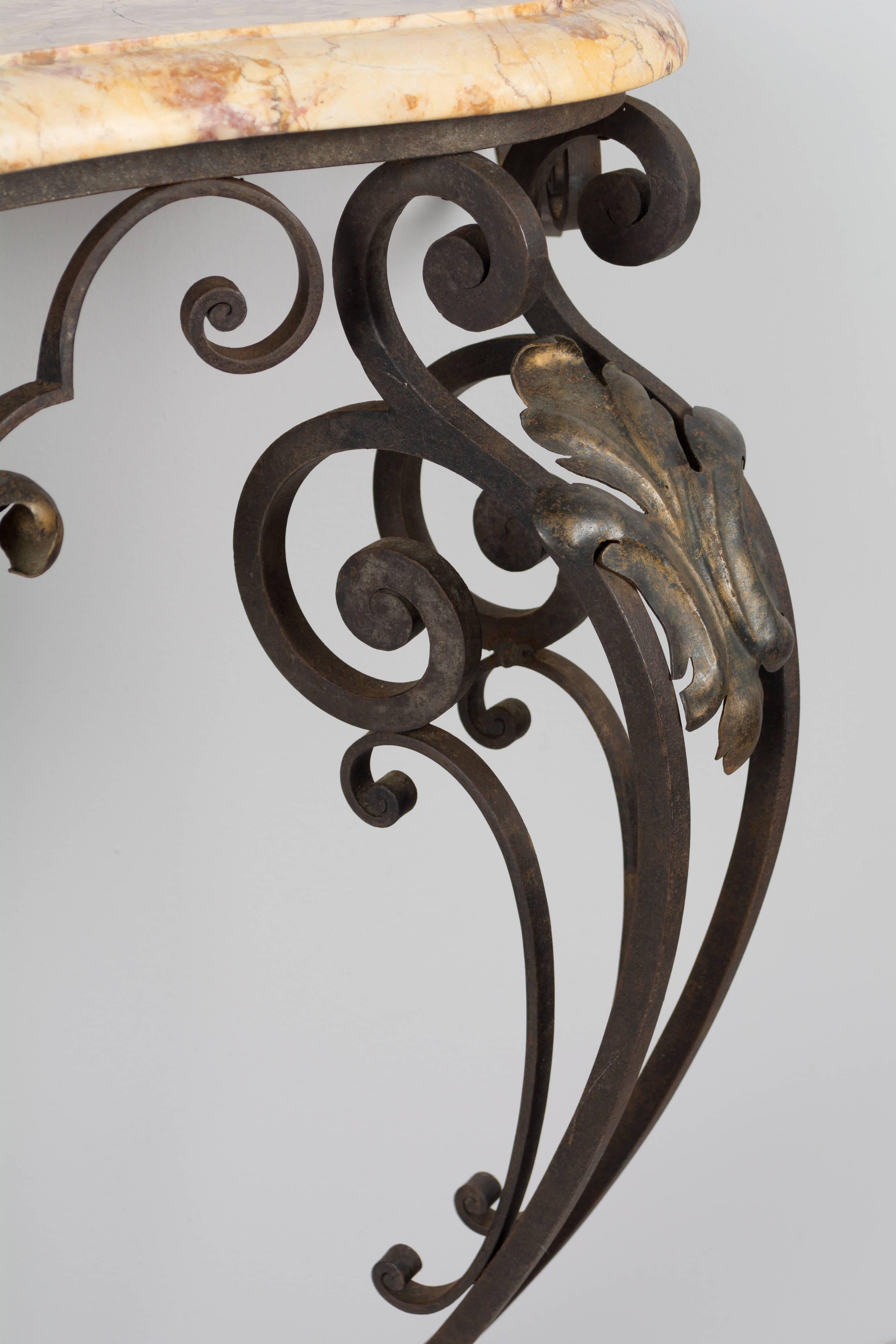 20th Century Louis XV Style Wrought Iron Console