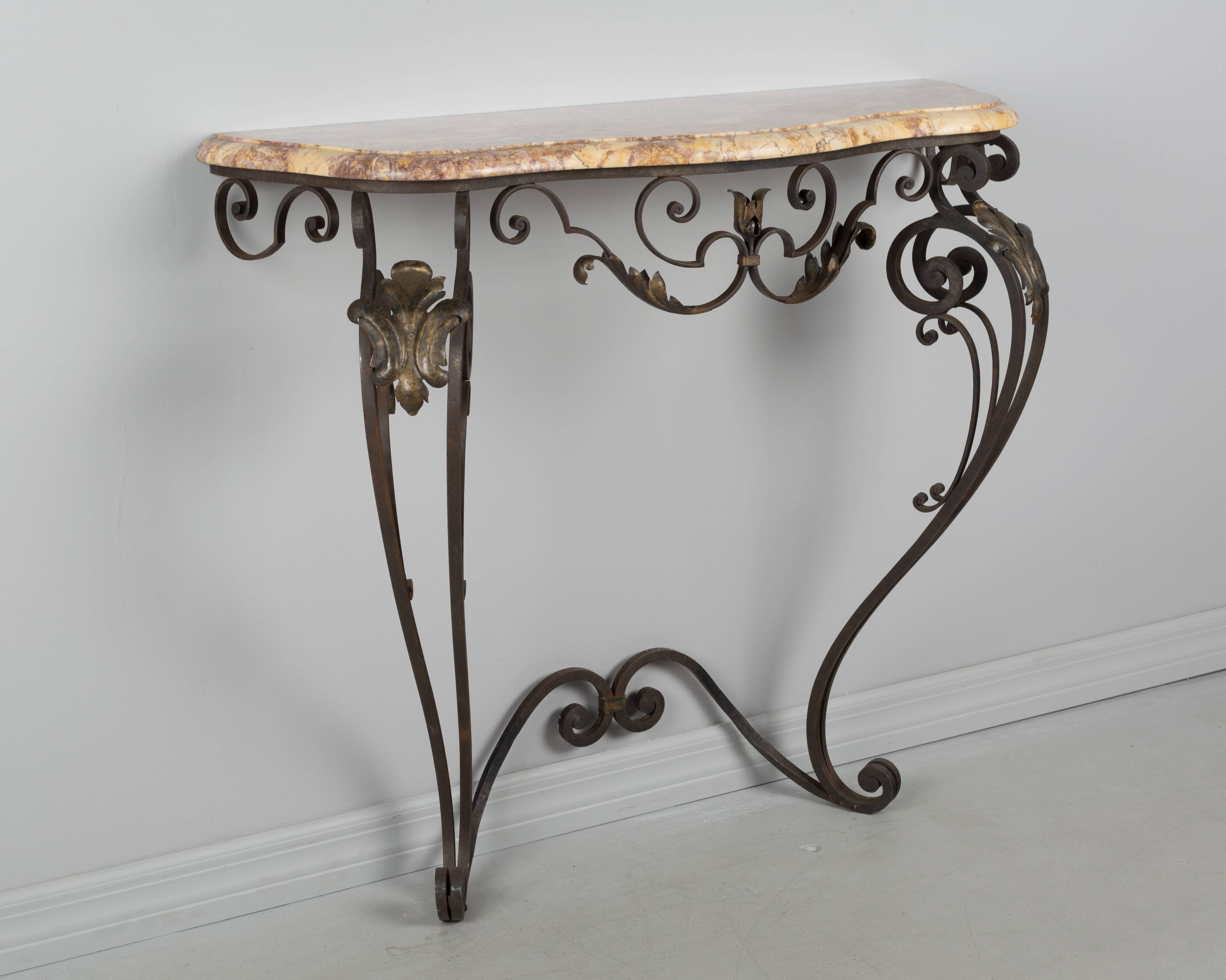French Louis XV Style Wrought Iron Console