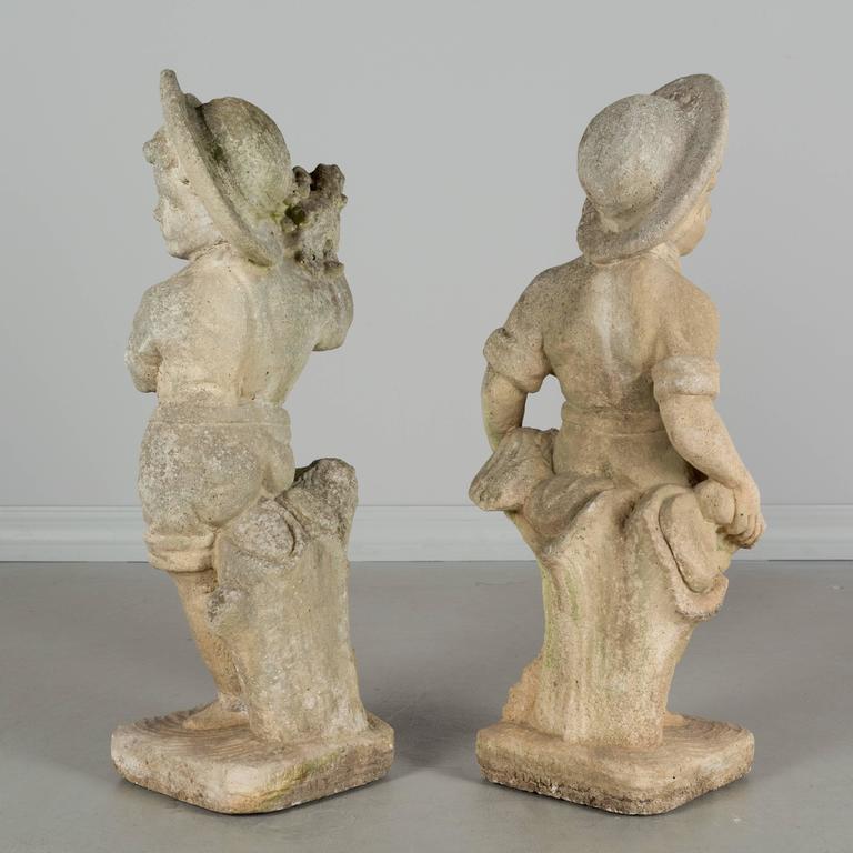 Pair of Italian Cast Stone Garden Statues For Sale at 1stDibs italian antique garden
