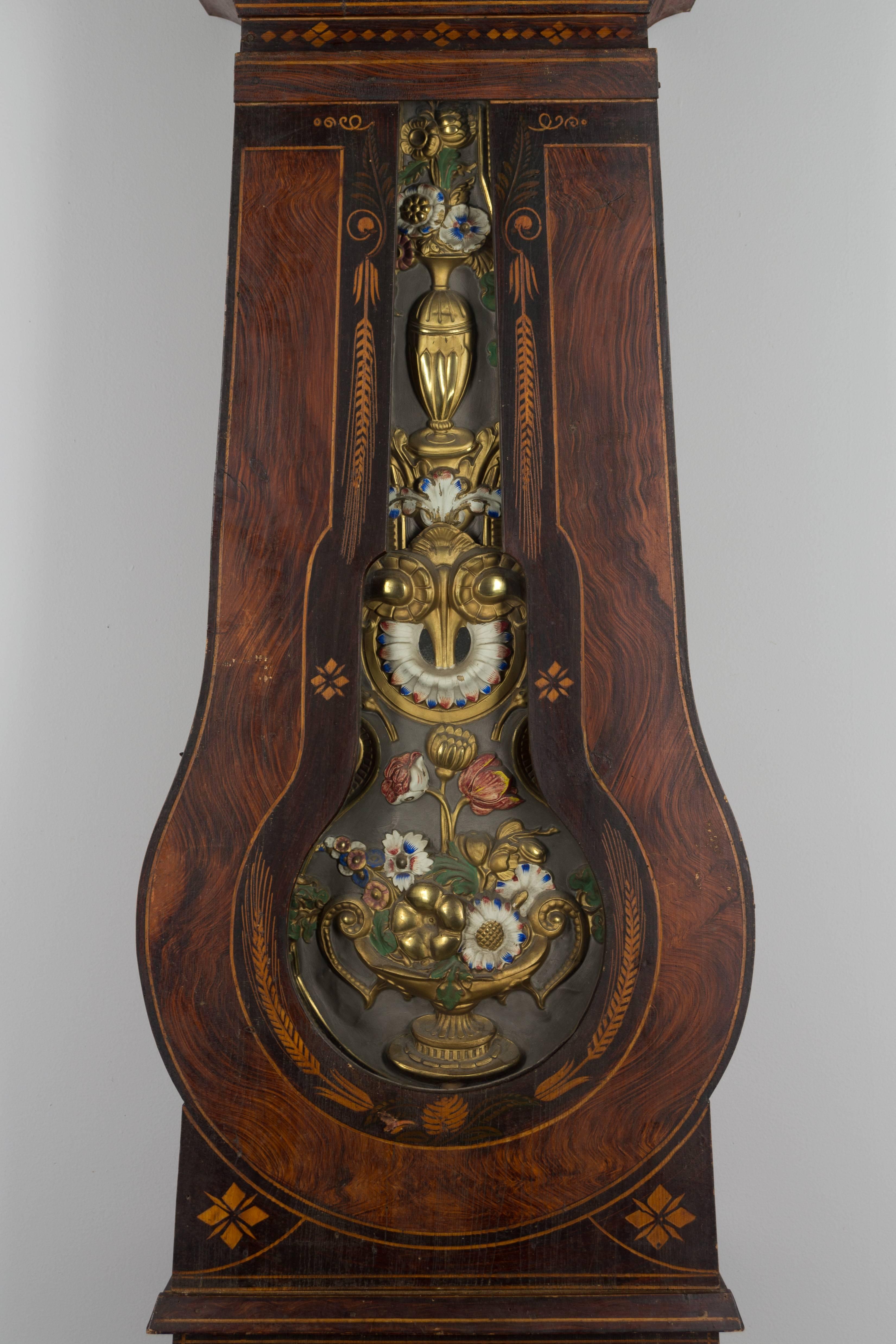 Embossed 19th Century French Comtoise or Grandfather Clock