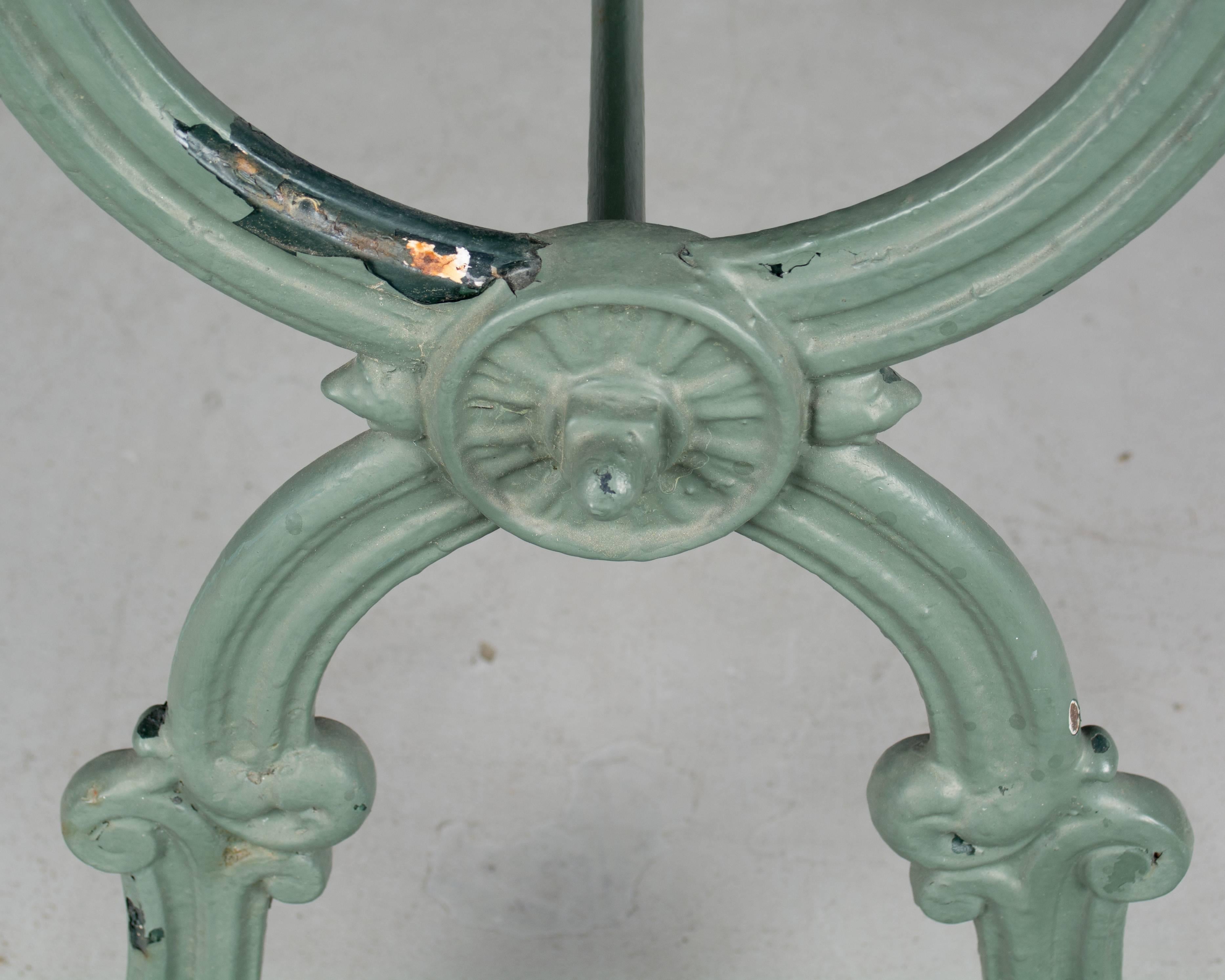 19th Century French Cast Iron Marble-Top Bistro Table 7