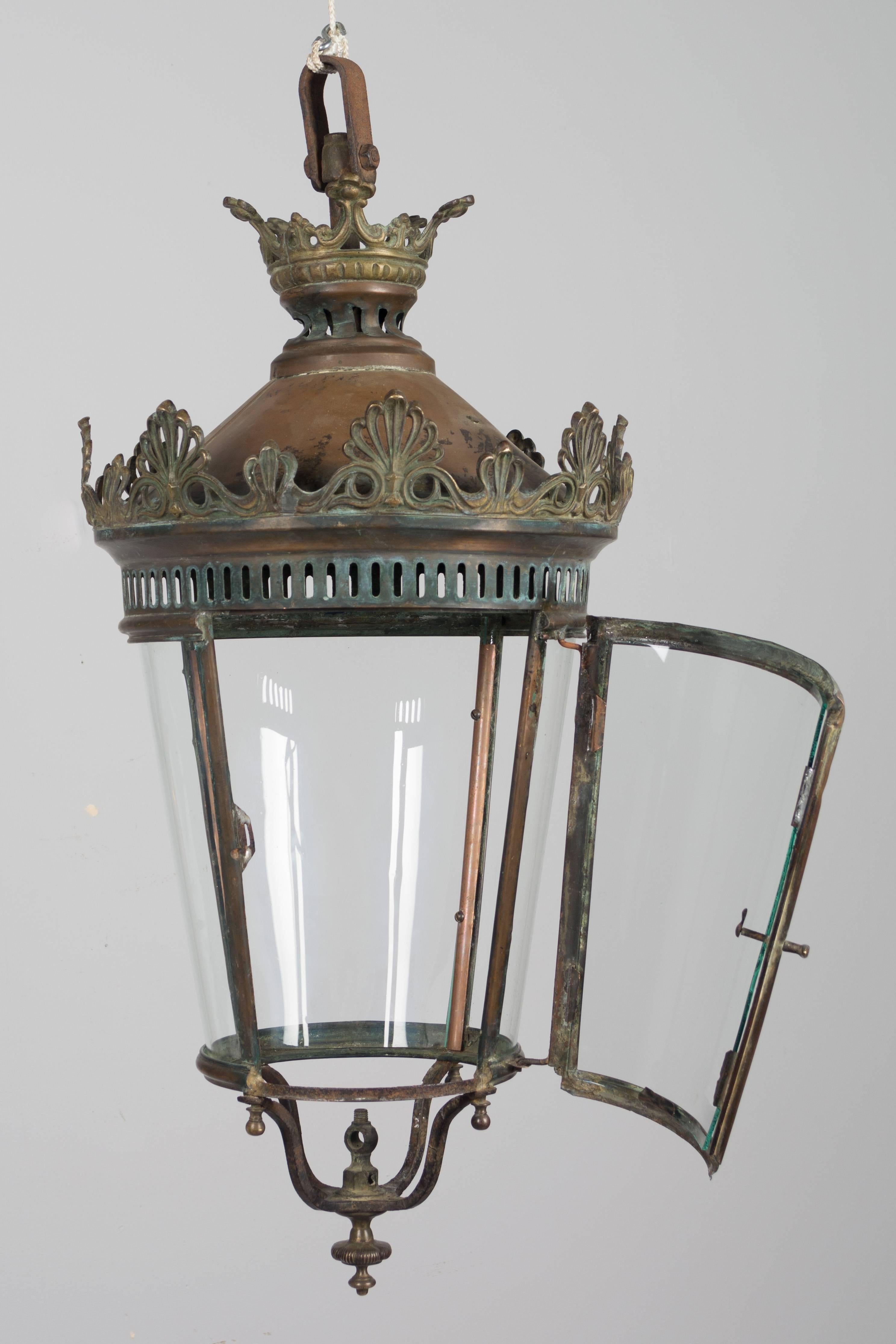 Louis XV 19th Century French Bronze and Copper Lantern