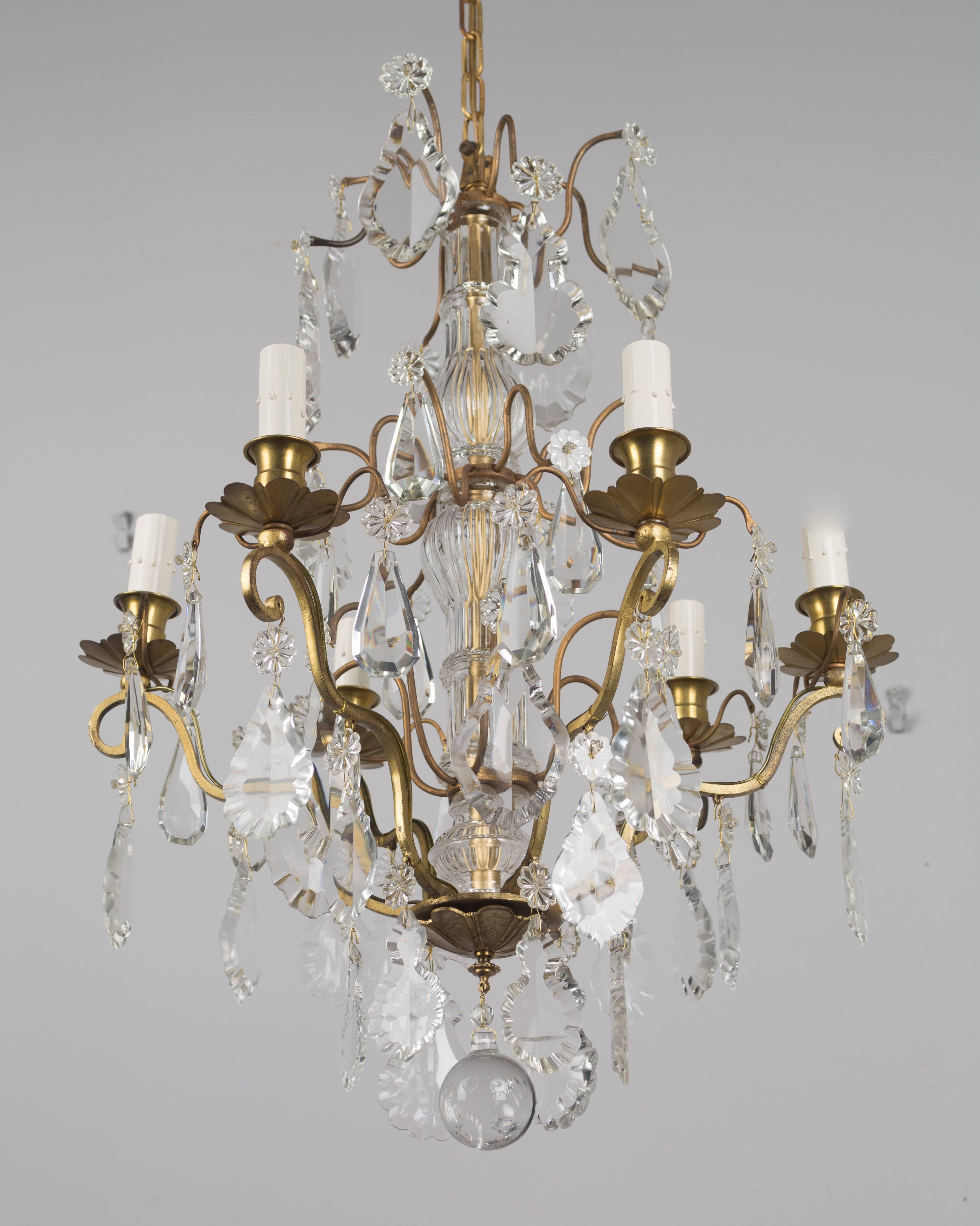 French Louis XV Style Crystal Chandelier In Excellent Condition In Winter Park, FL