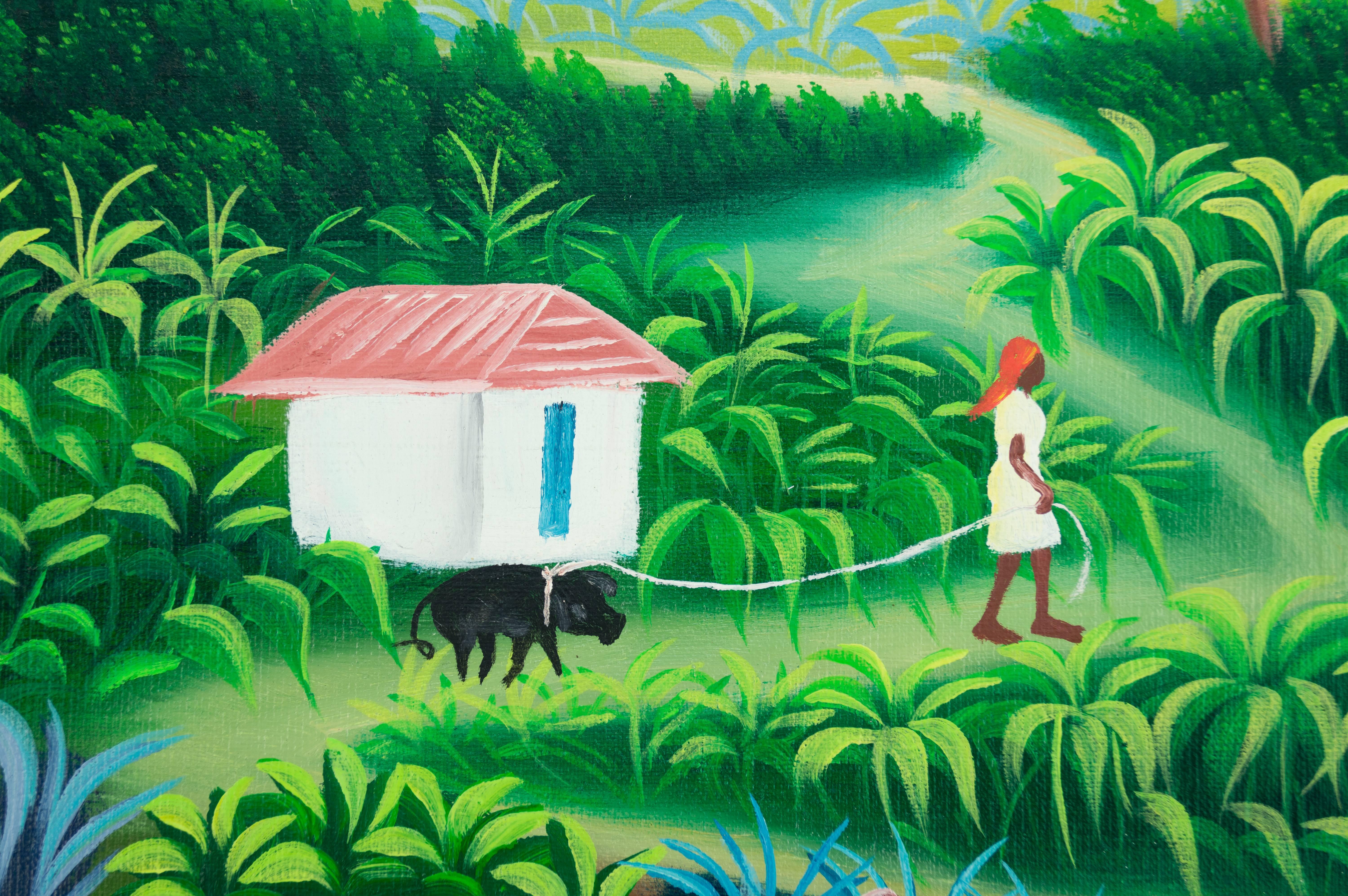 Haitian Painting by Jean St. Fleur In Excellent Condition In Winter Park, FL