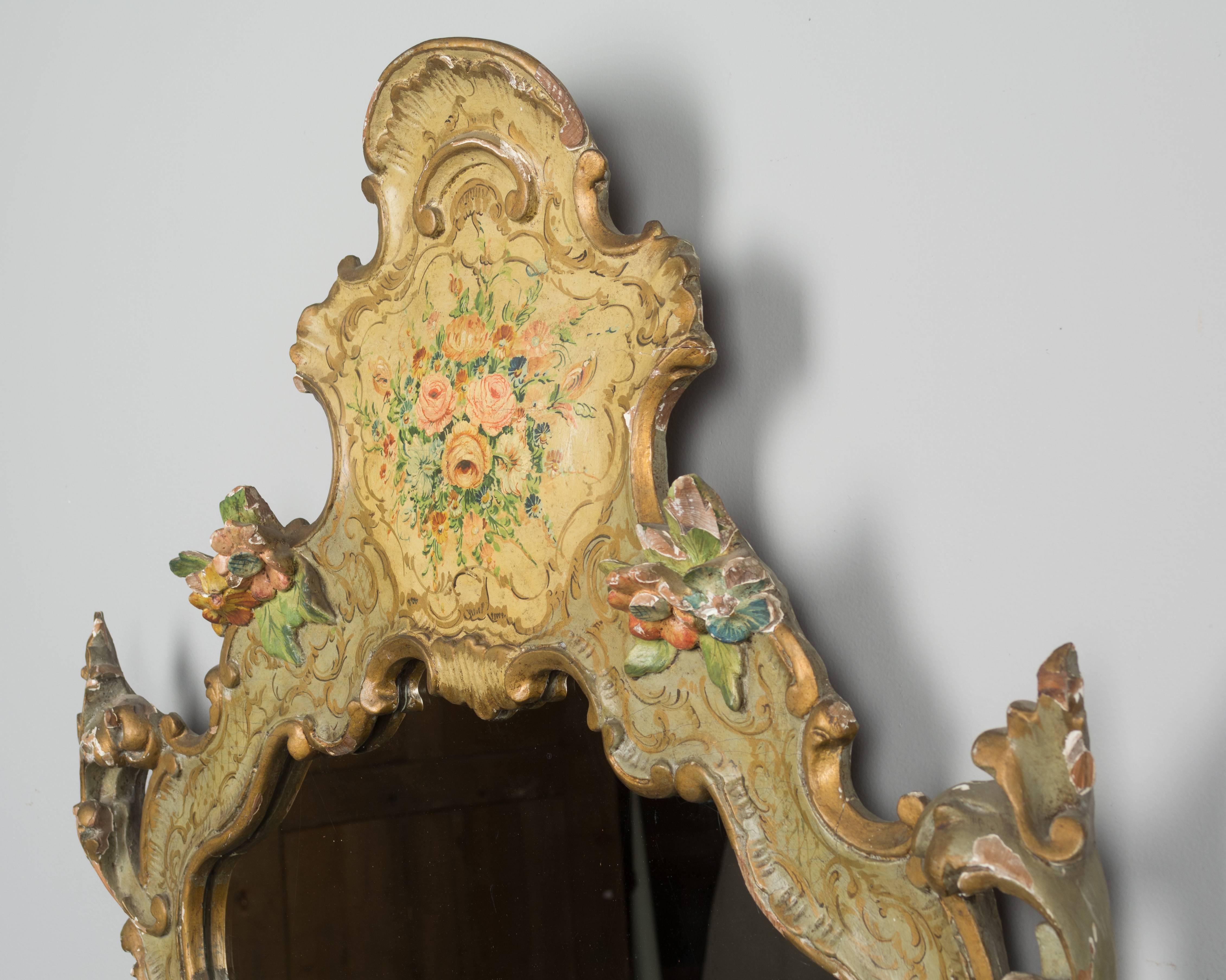 Rococo 19th Century Venetian Painted Mirror