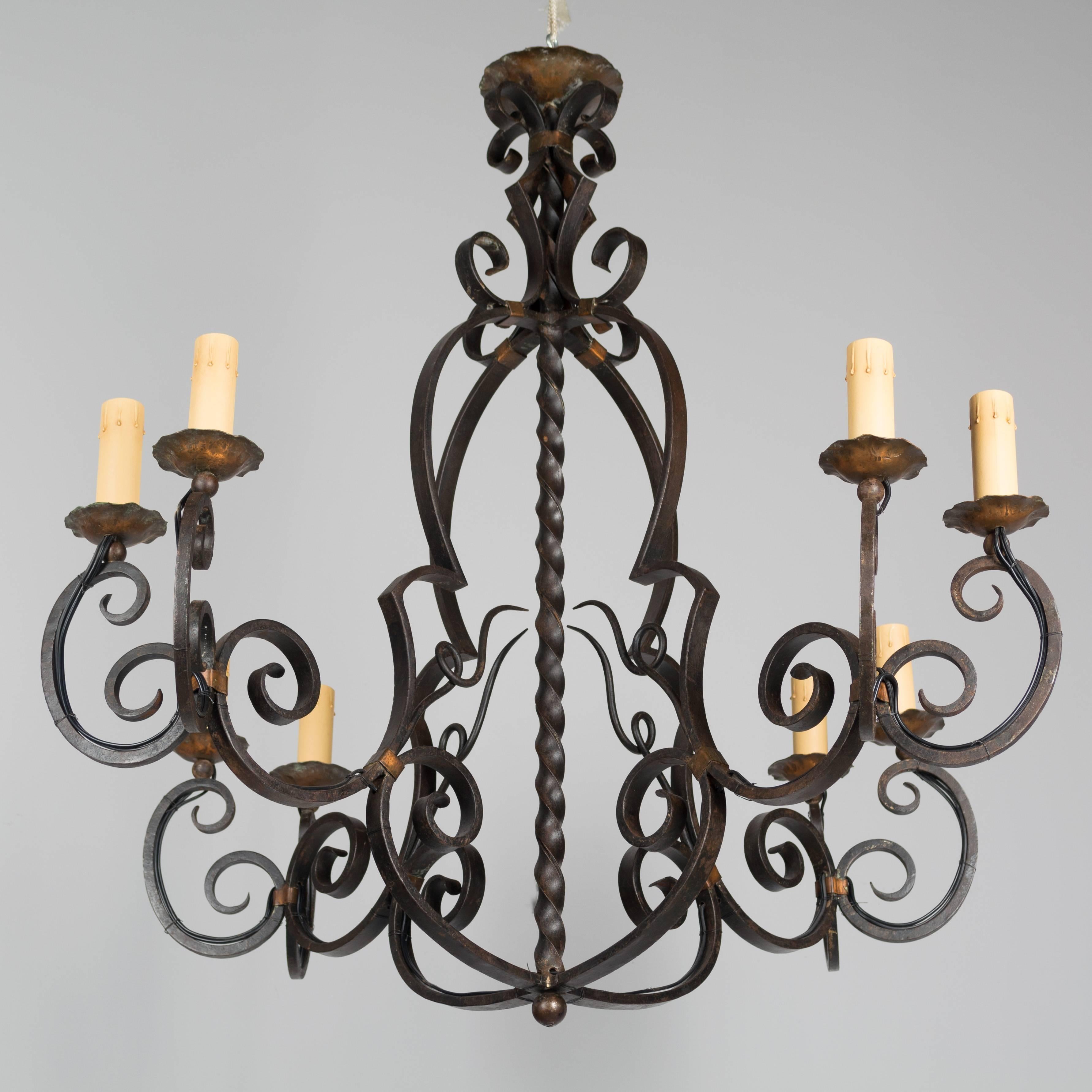 French Wrought Iron Chandelier In Excellent Condition In Winter Park, FL