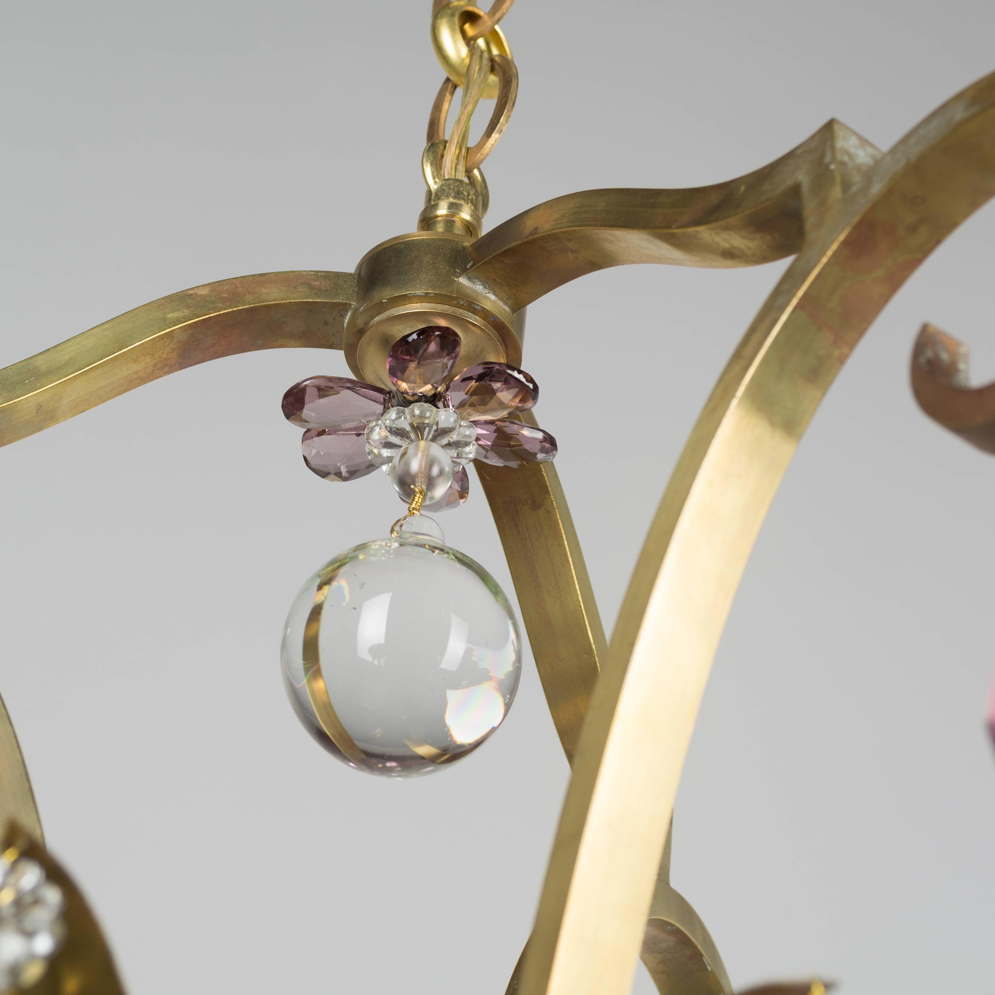 French Modern Maison Jansen Style Brass Chandelier For Sale 3