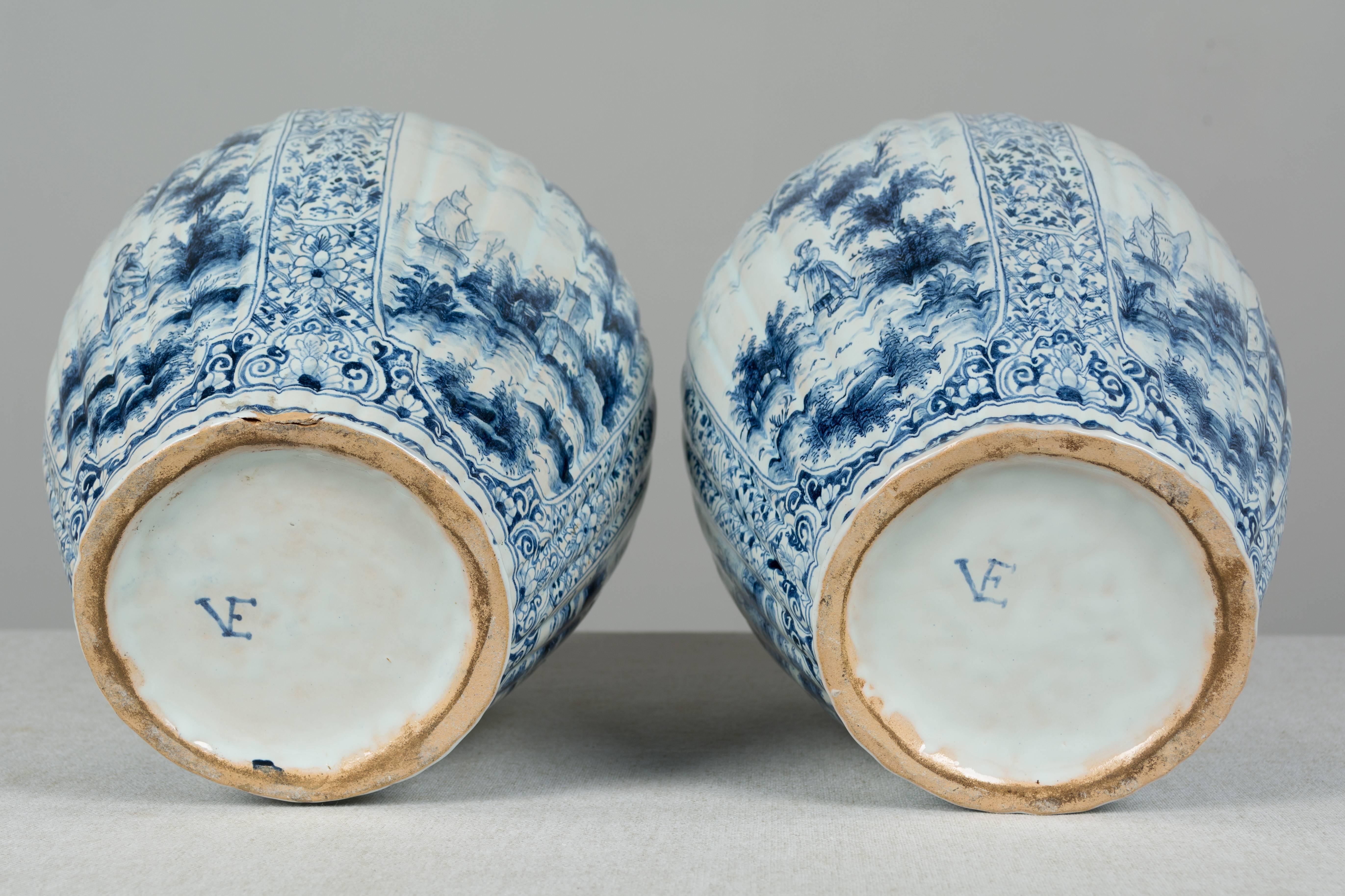 Pair of Delft Faience Urns 3