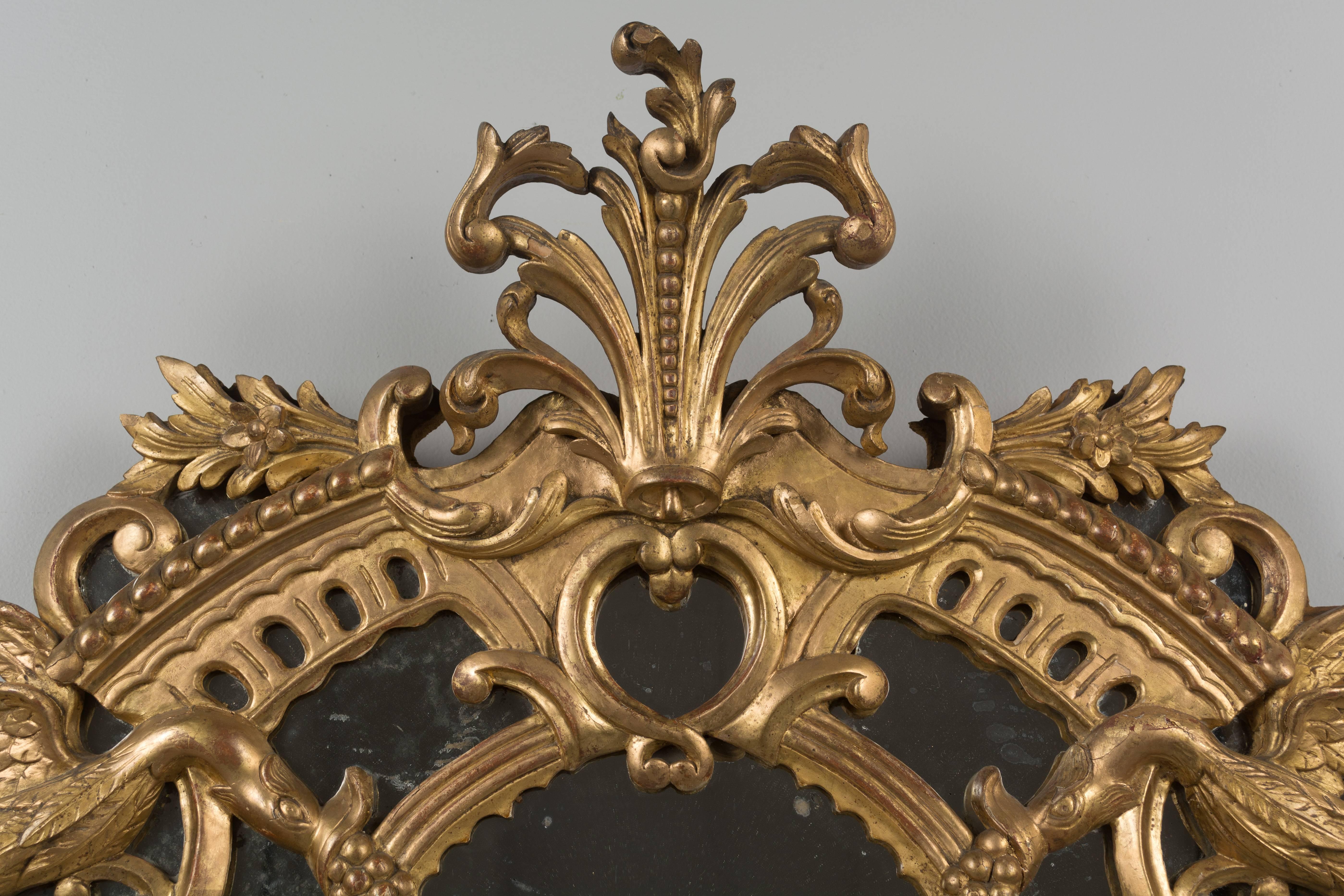 18th Century French Gilded Demilune Mirror 1