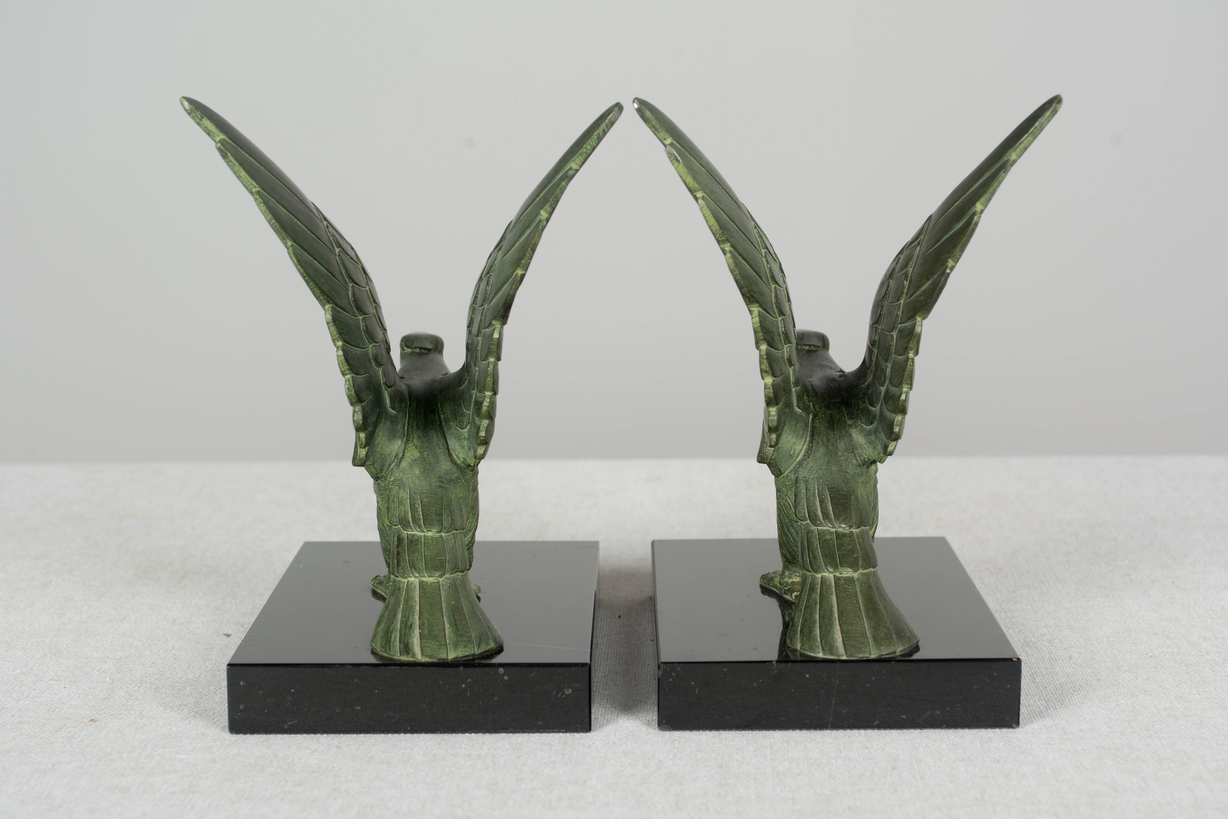 French Art Deco Bronze Falcon Bookends
