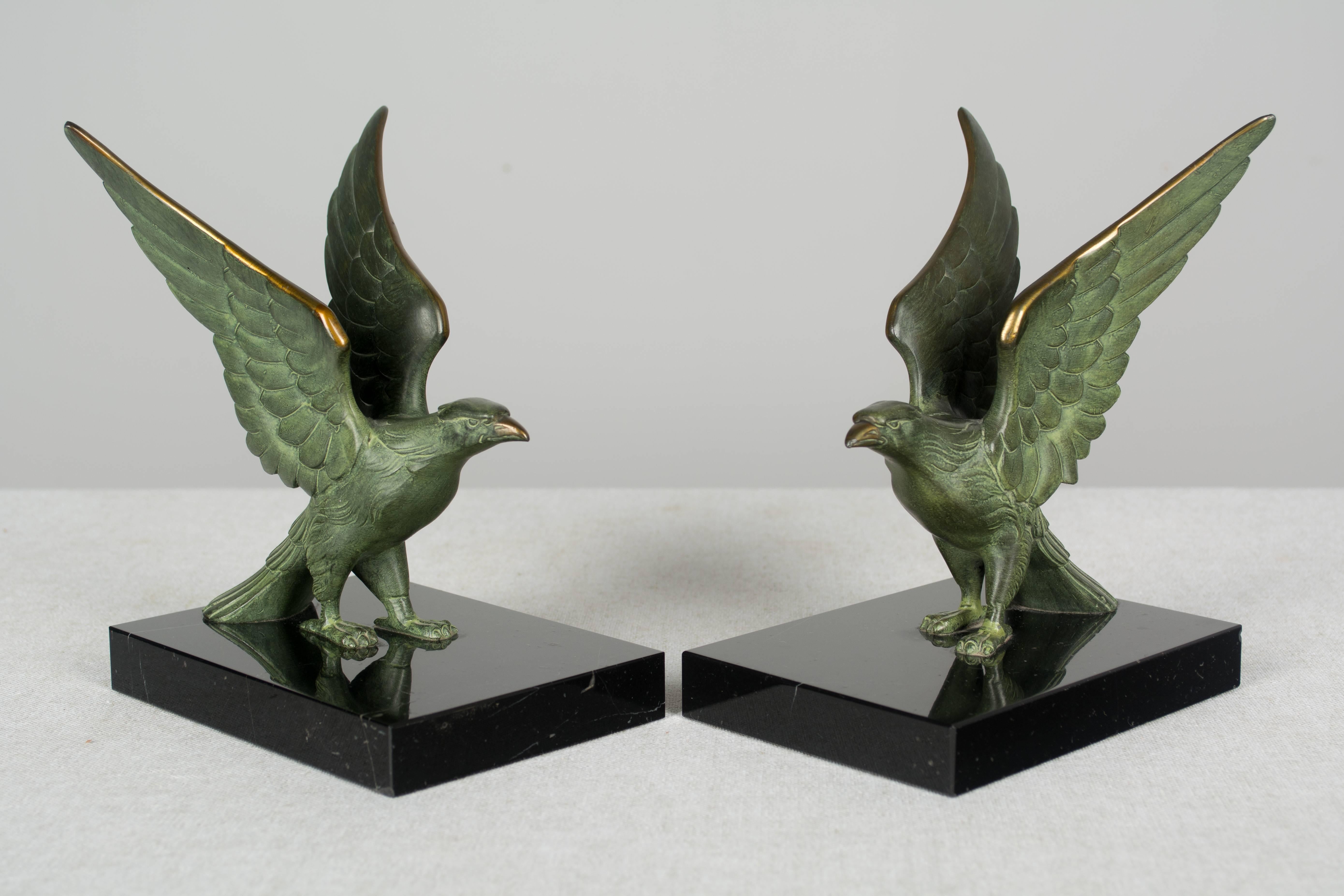 Cast Art Deco Bronze Falcon Bookends