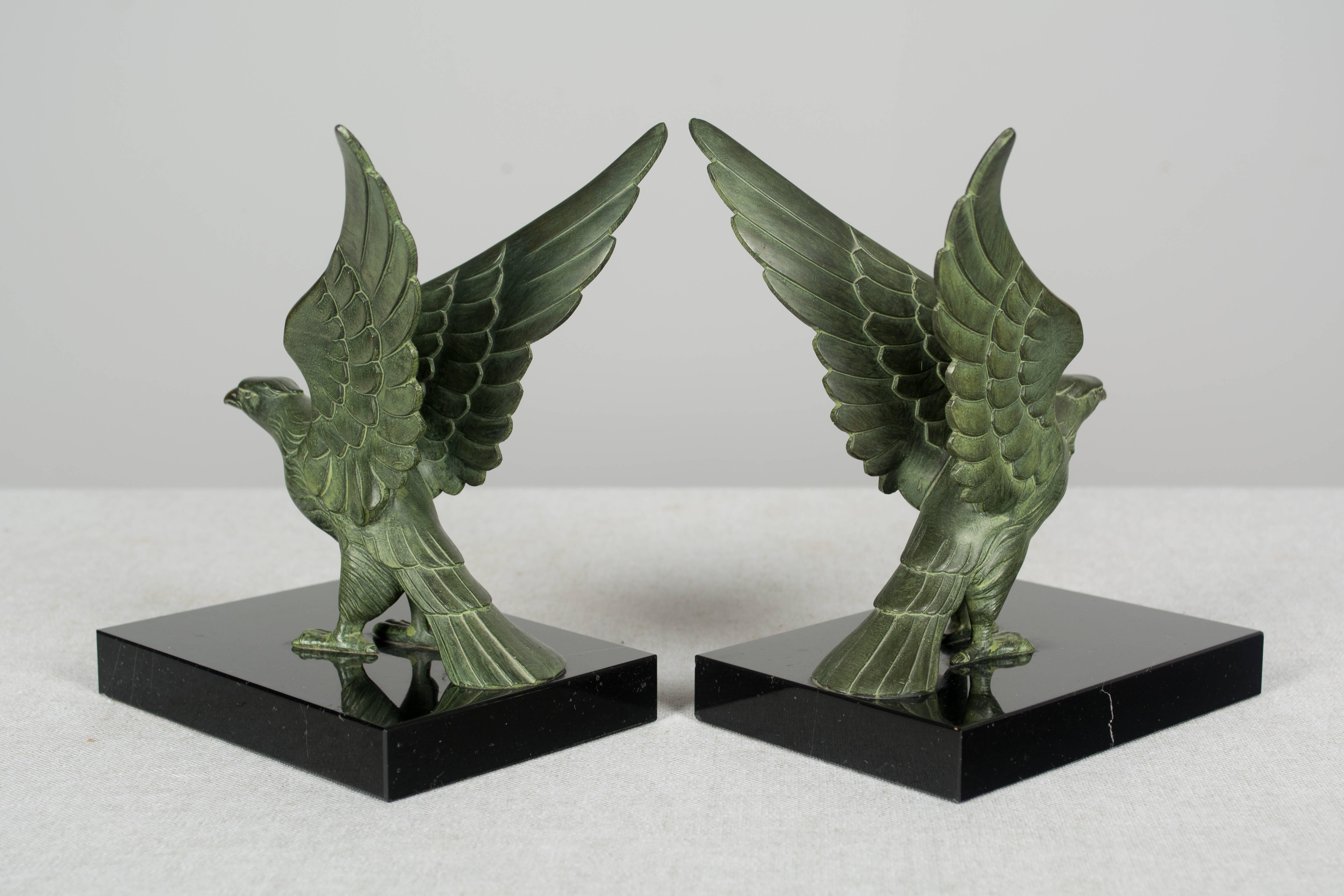 Art Deco Bronze Falcon Bookends In Excellent Condition In Winter Park, FL