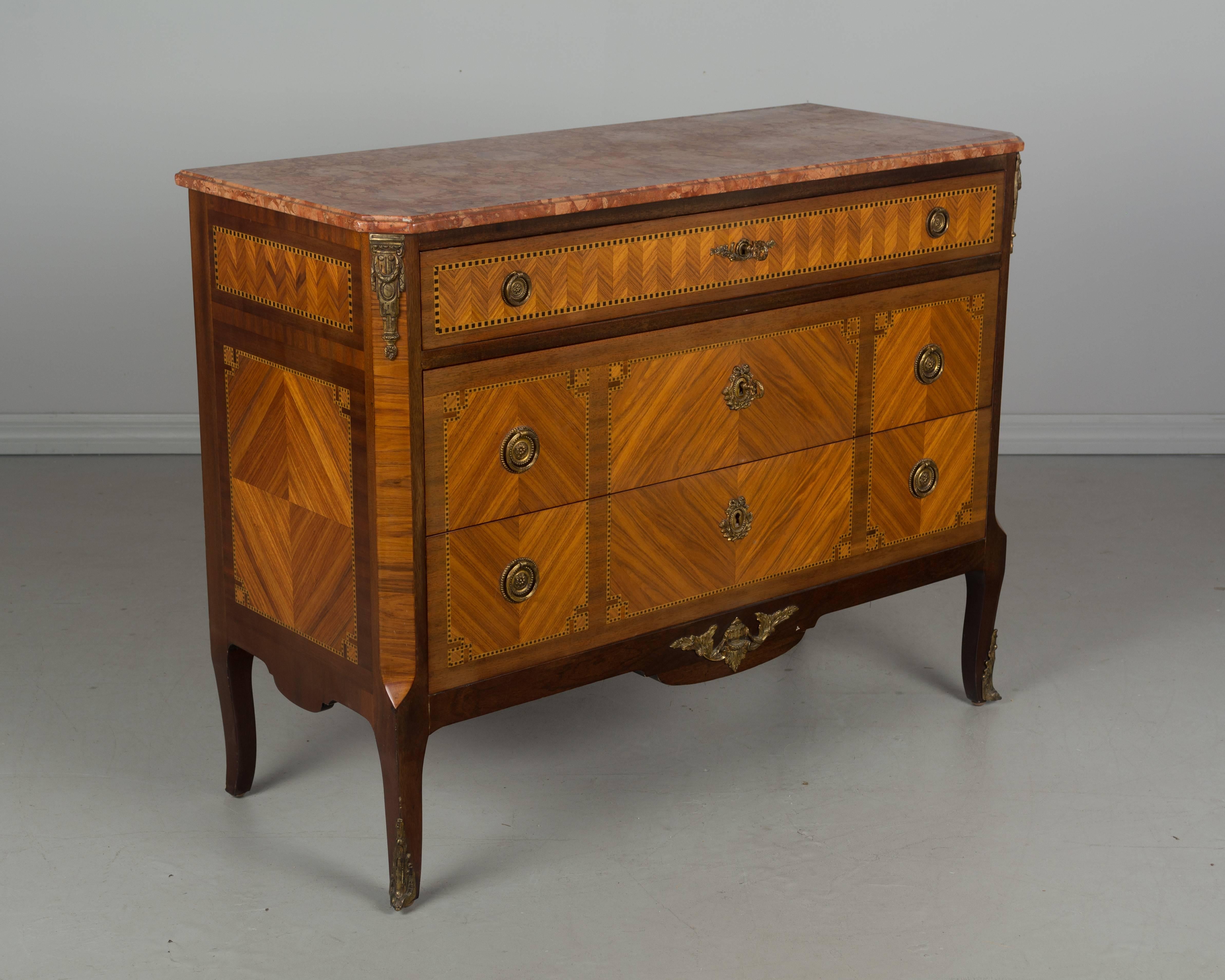 20th Century Pair of Louis XVI Style Marquetry Commodes or Chest of Drawers
