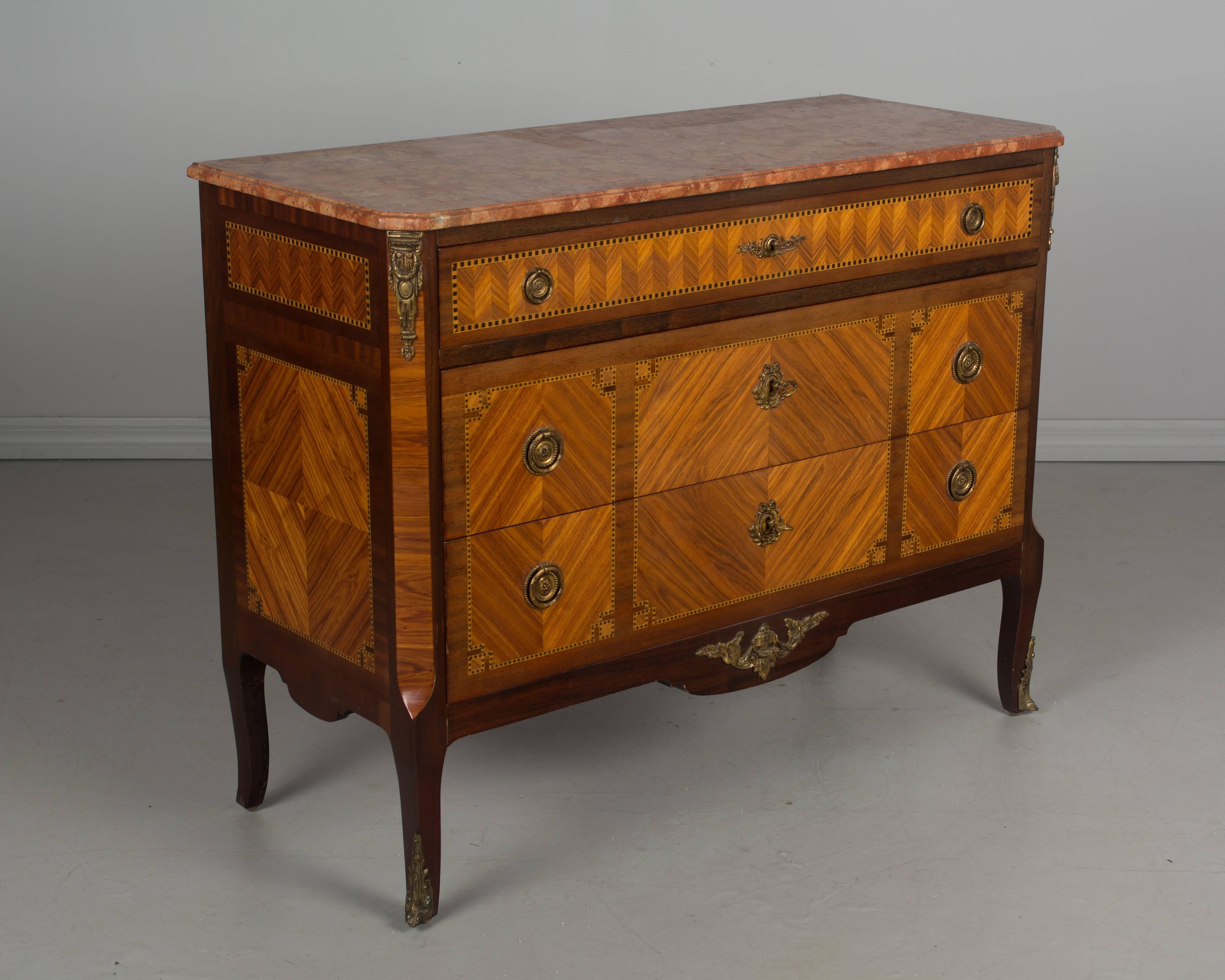 Pair of Louis XVI Style Marquetry Commodes or Chest of Drawers 1