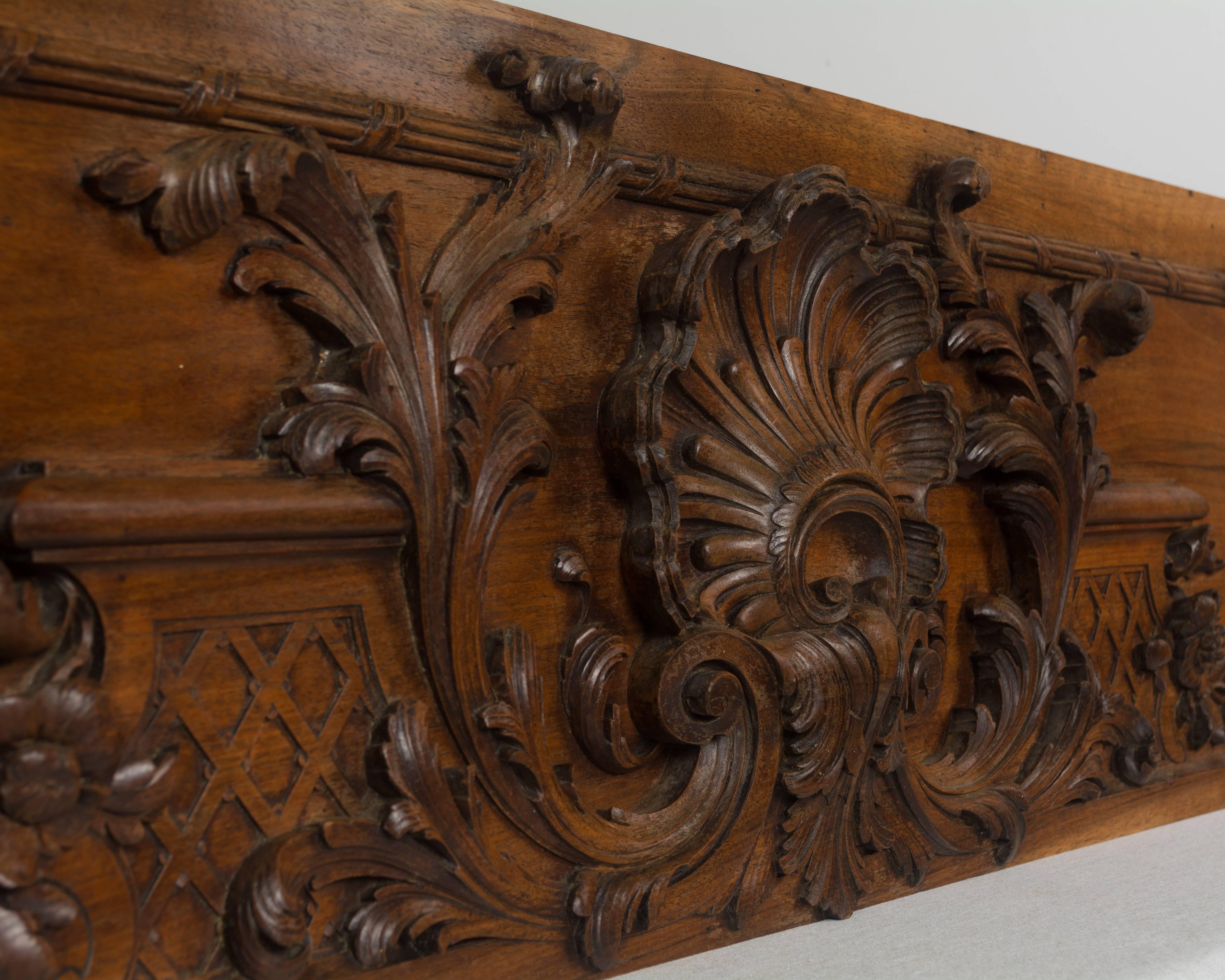 19th Century French Carved Walnut Architectural Panel 1