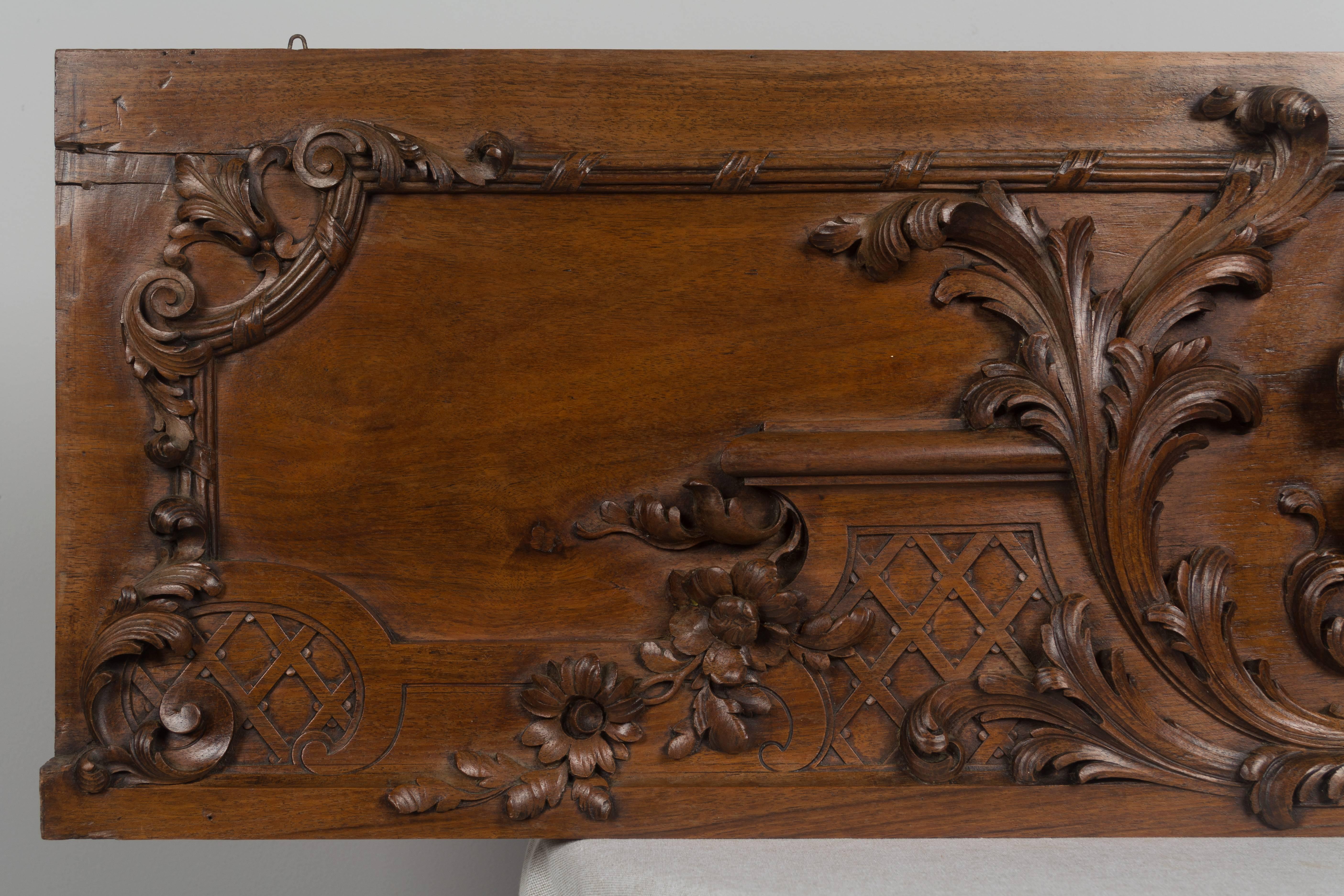 Hand-Carved 19th Century French Carved Walnut Architectural Panel