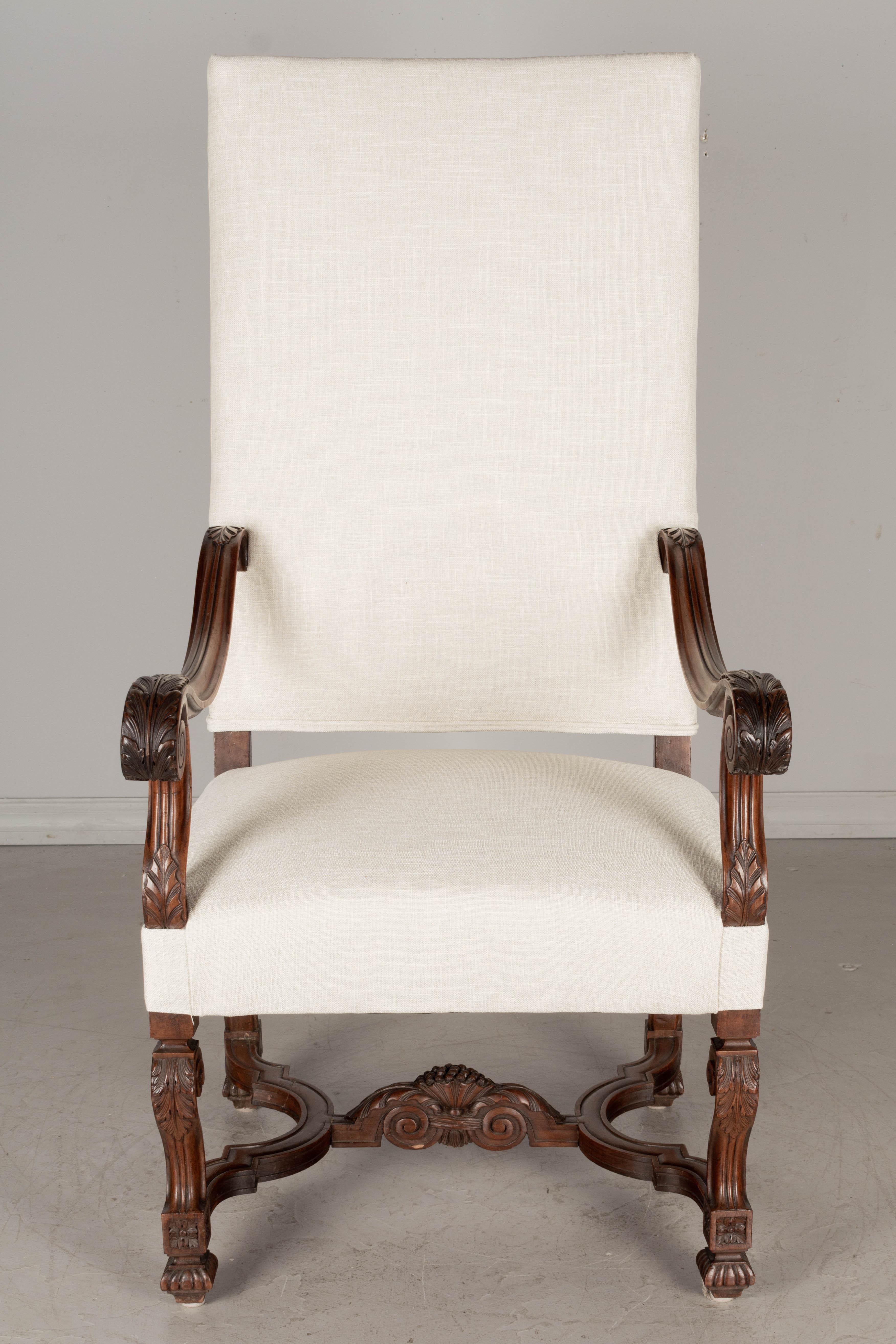 Walnut 19th Century Louis XIII Style Fauteuil or Armchair For Sale