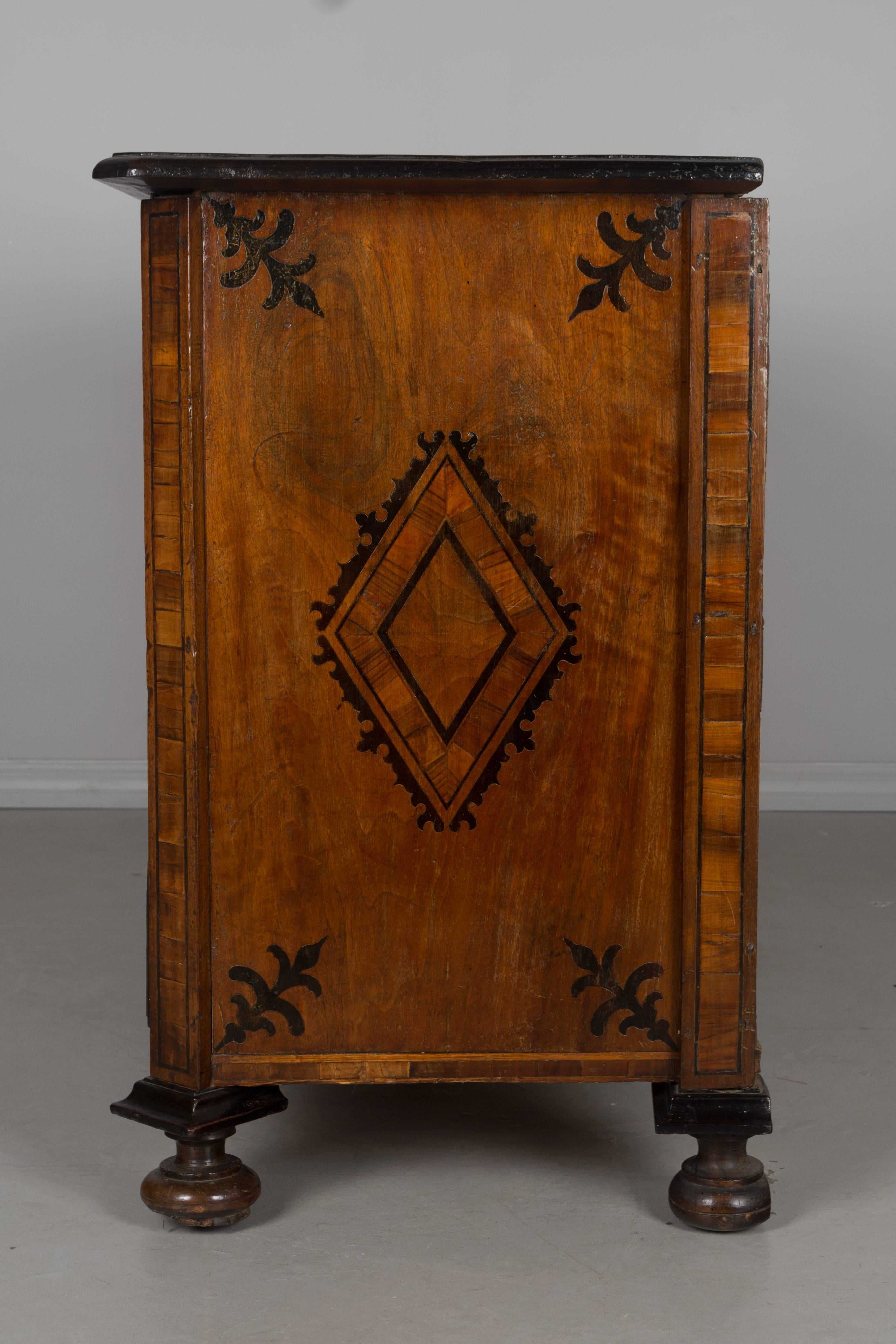 Walnut Italian Marquetry Commode or Secretaire