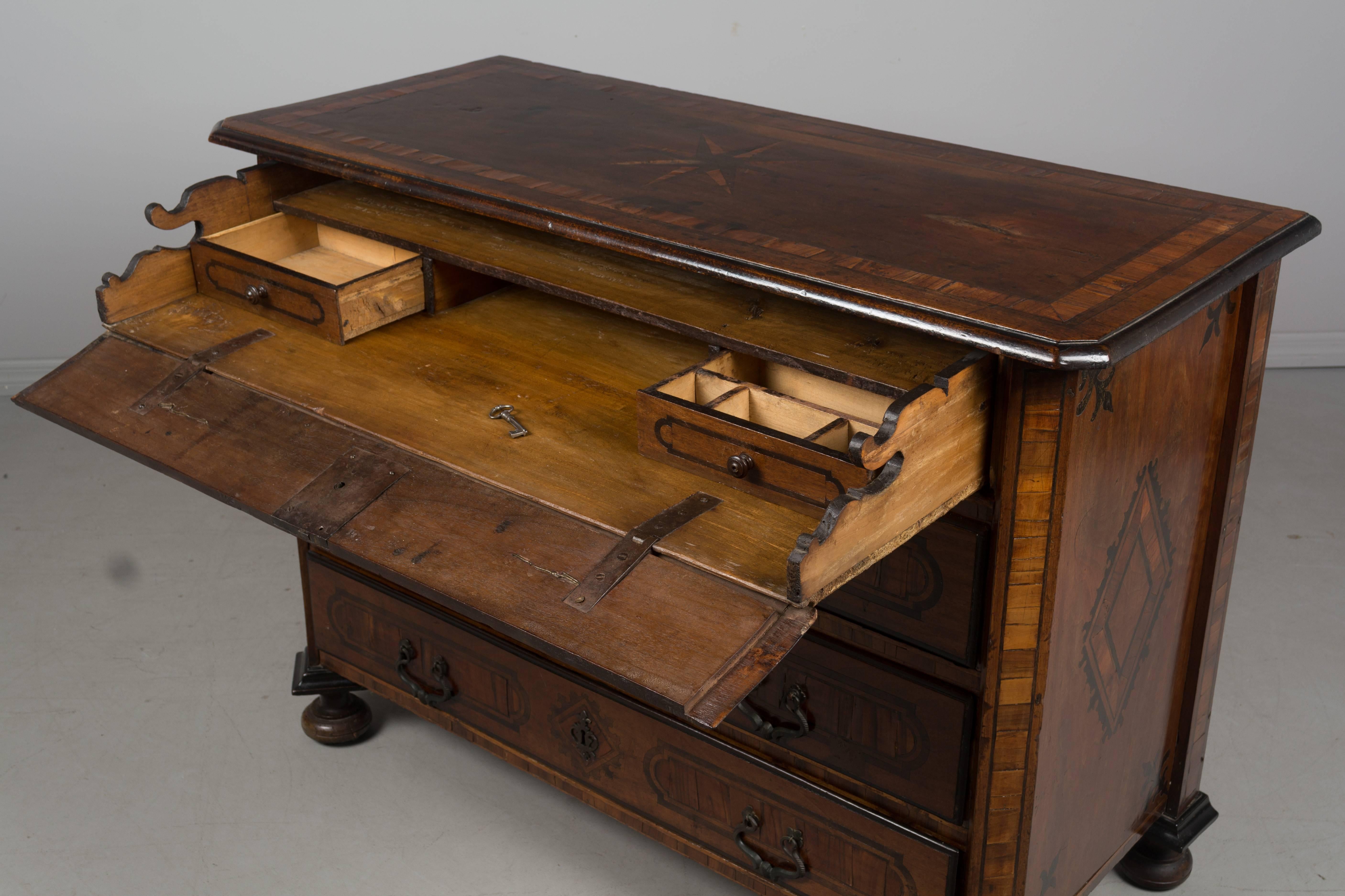 18th Century Italian Marquetry Commode or Secretaire