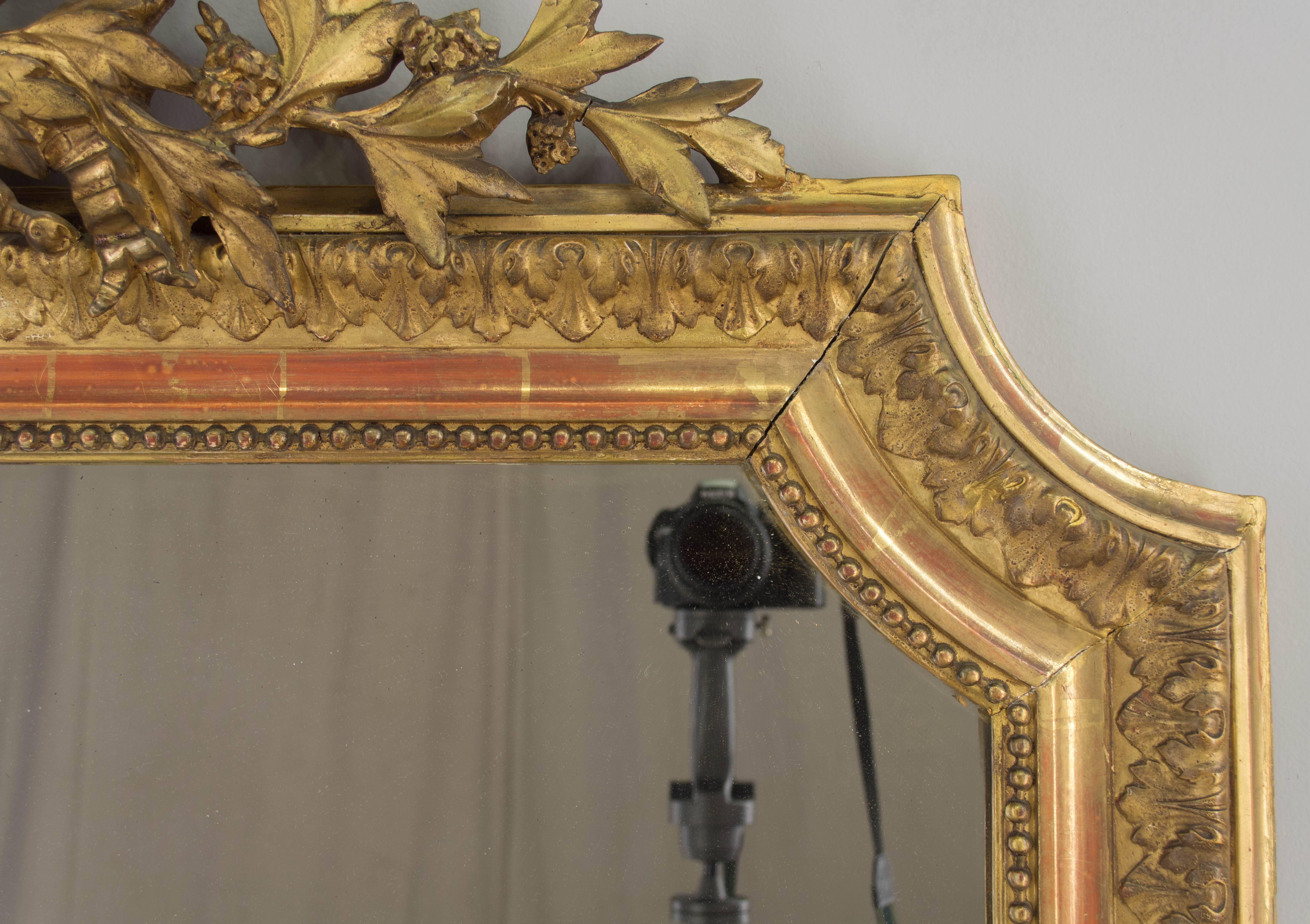 19th Century French Louis XVI Style Gilded Mirror 3