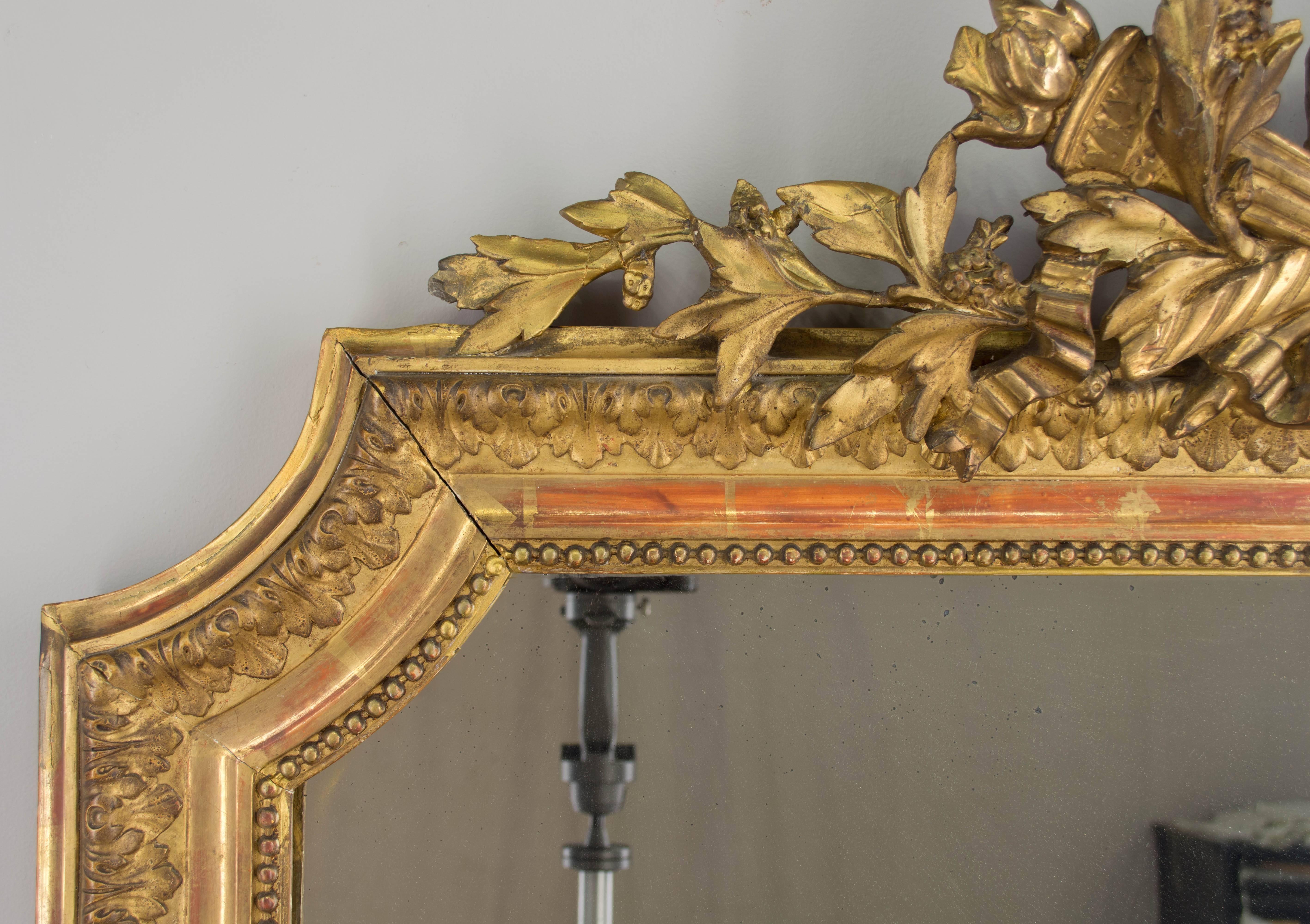 19th Century French Louis XVI Style Gilded Mirror 1