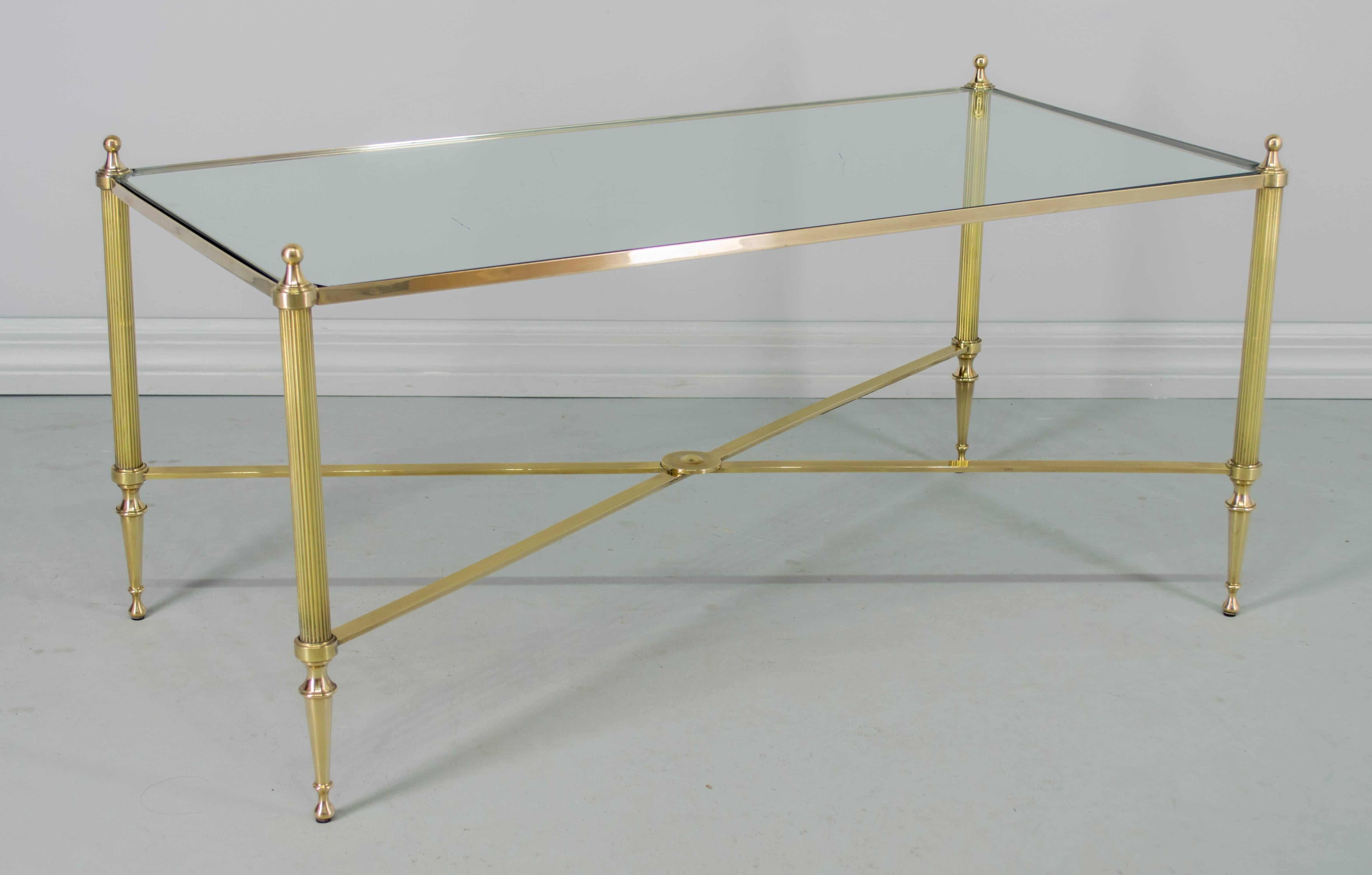 French cocktail or coffee table made of solid brass with 1/4