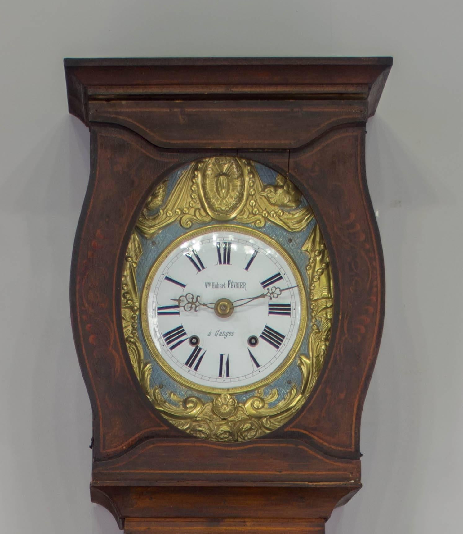 19th Century French Country Comtoise with Automated Pendulum In Excellent Condition In Winter Park, FL