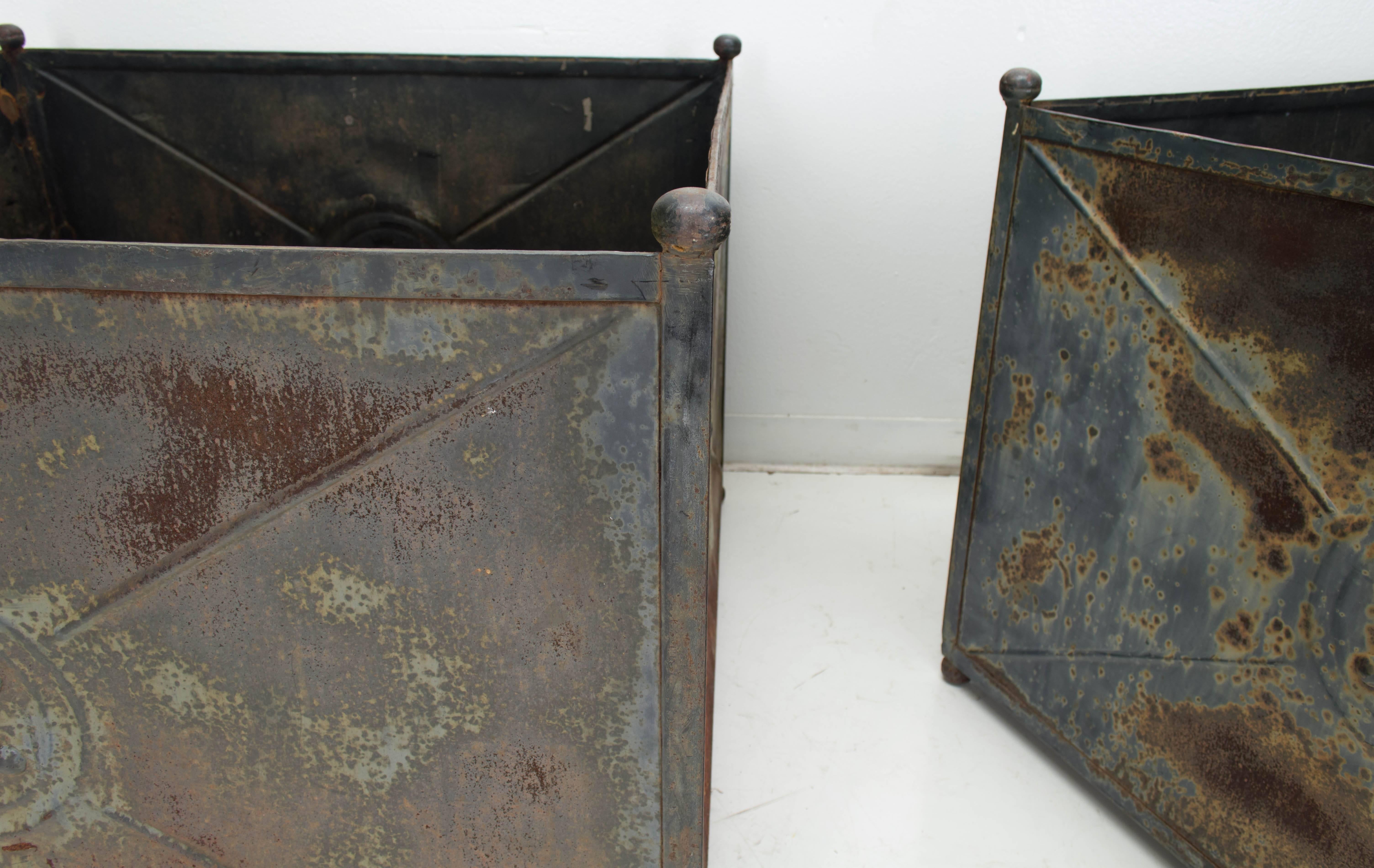 Pair of Large French Zinc Garden Planters 1