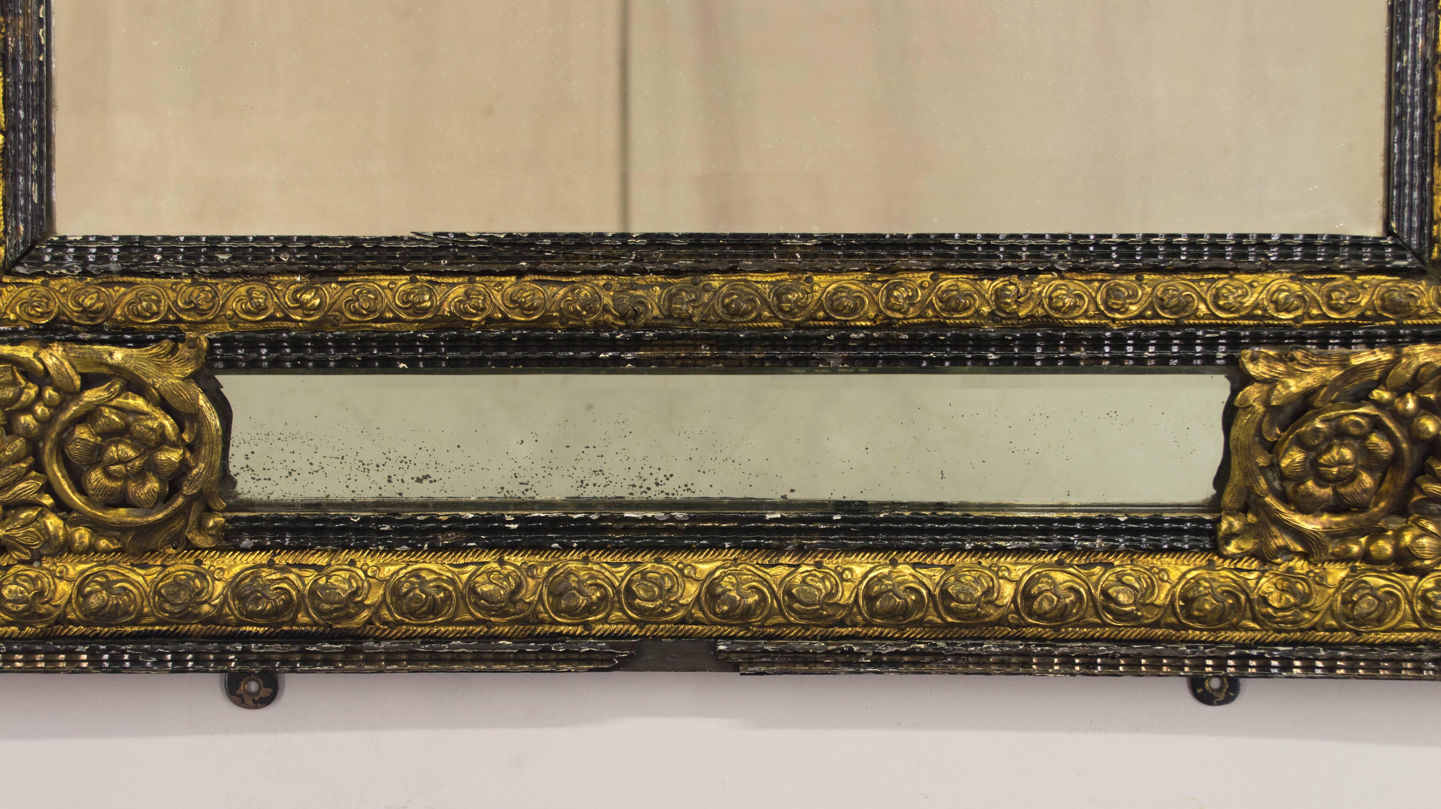 19th Century Dutch Mirror with Brass Embossment 2