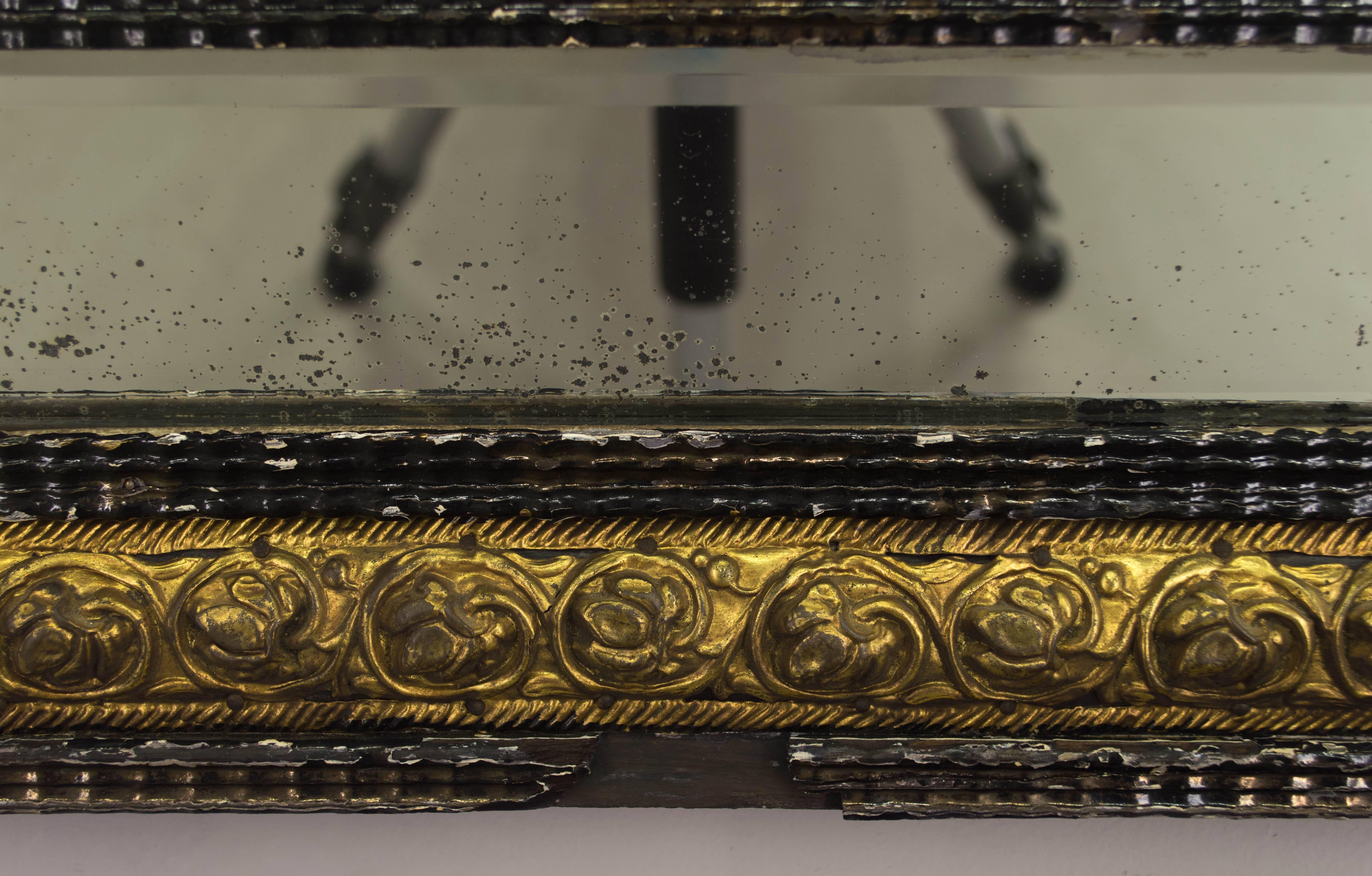 19th Century Dutch Mirror with Brass Embossment In Good Condition In Winter Park, FL