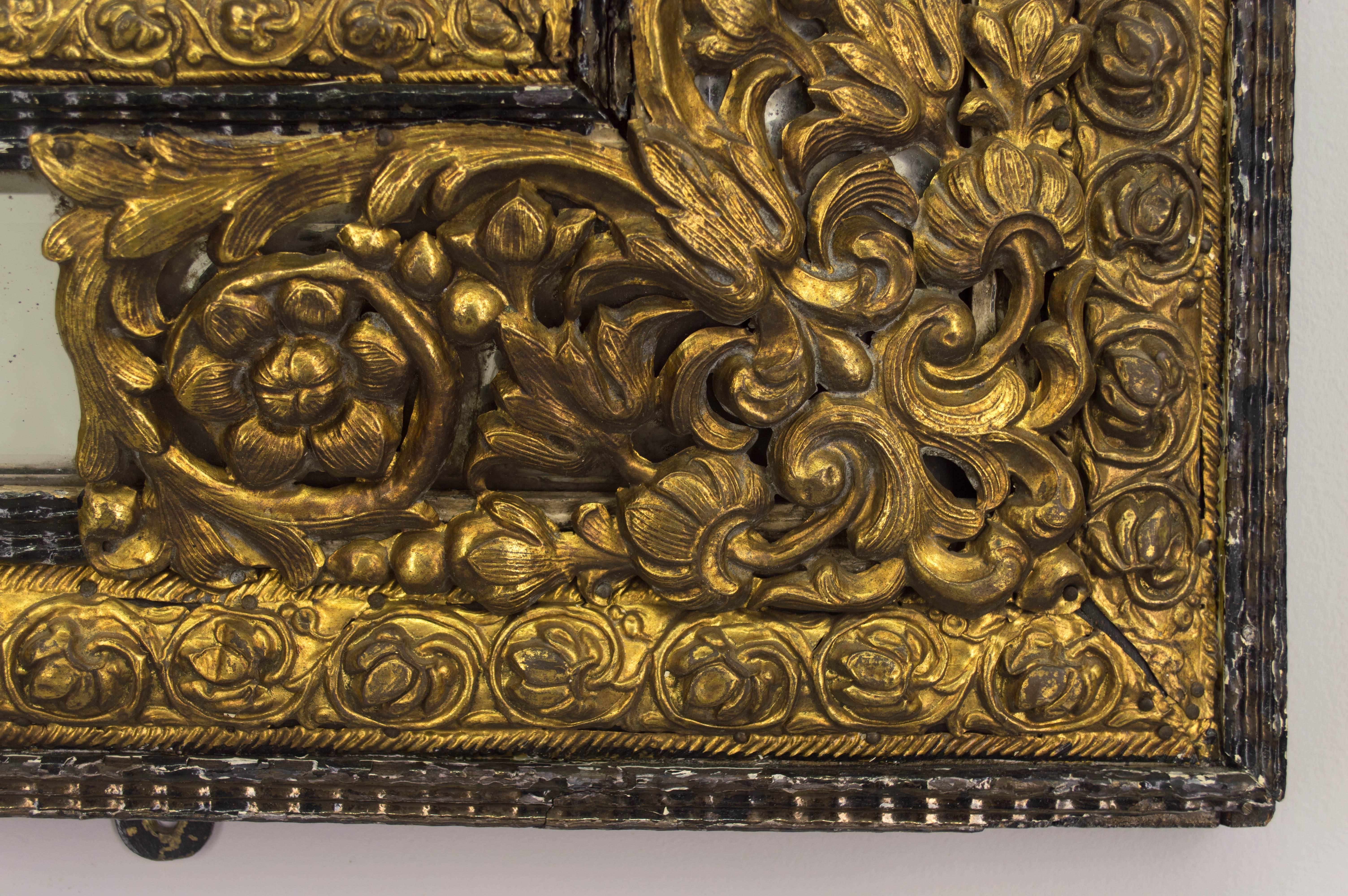19th Century Dutch Mirror with Brass Embossment 6