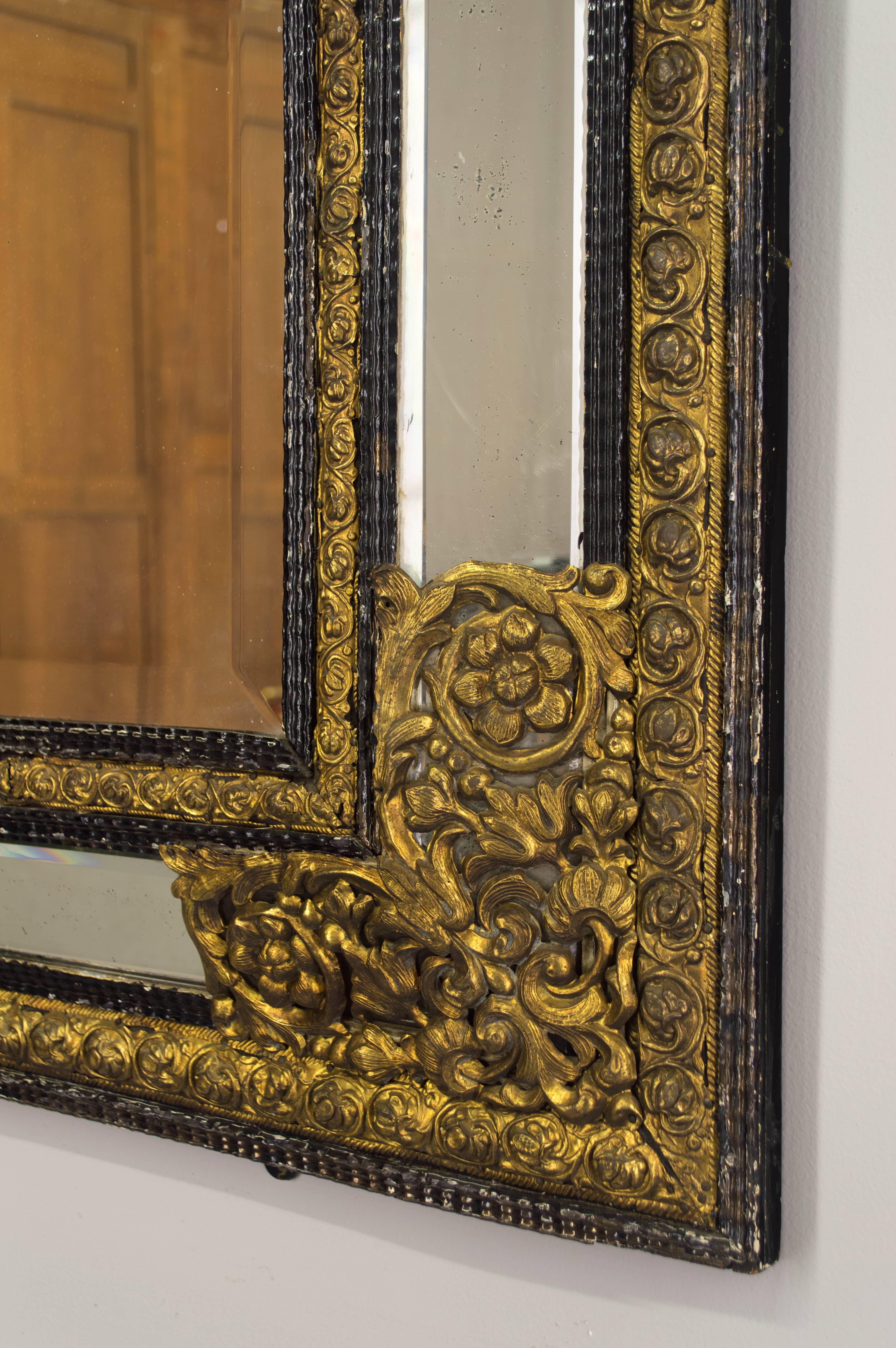 19th Century Dutch Mirror with Brass Embossment 5