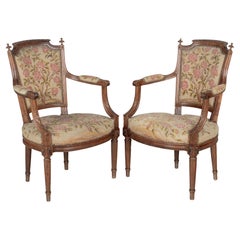 18th Century Louis XVI Period French Fauteuils, a Pair