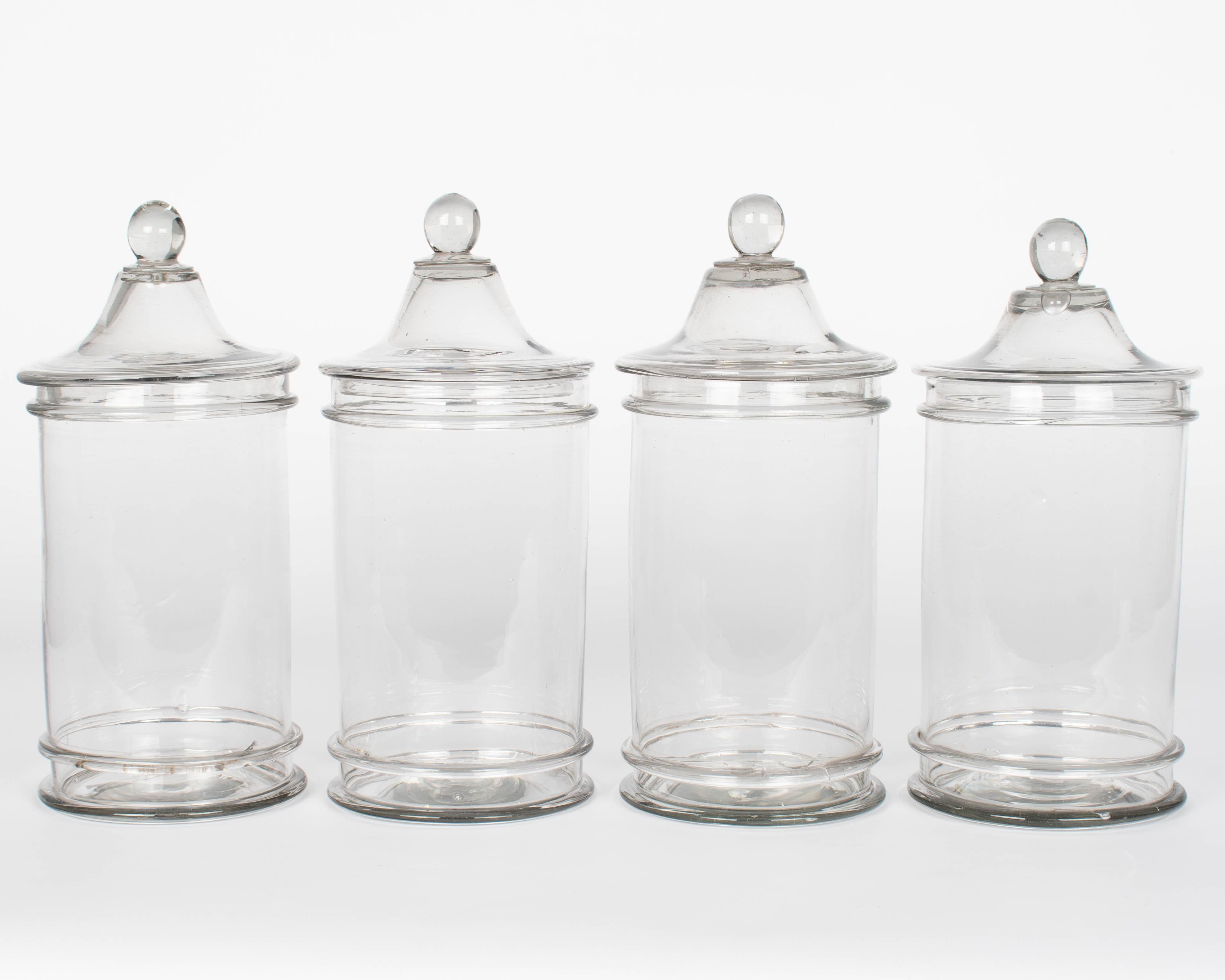 Mid-Century Modern Pots ou boîtes d'apothicaire en verre français en vente