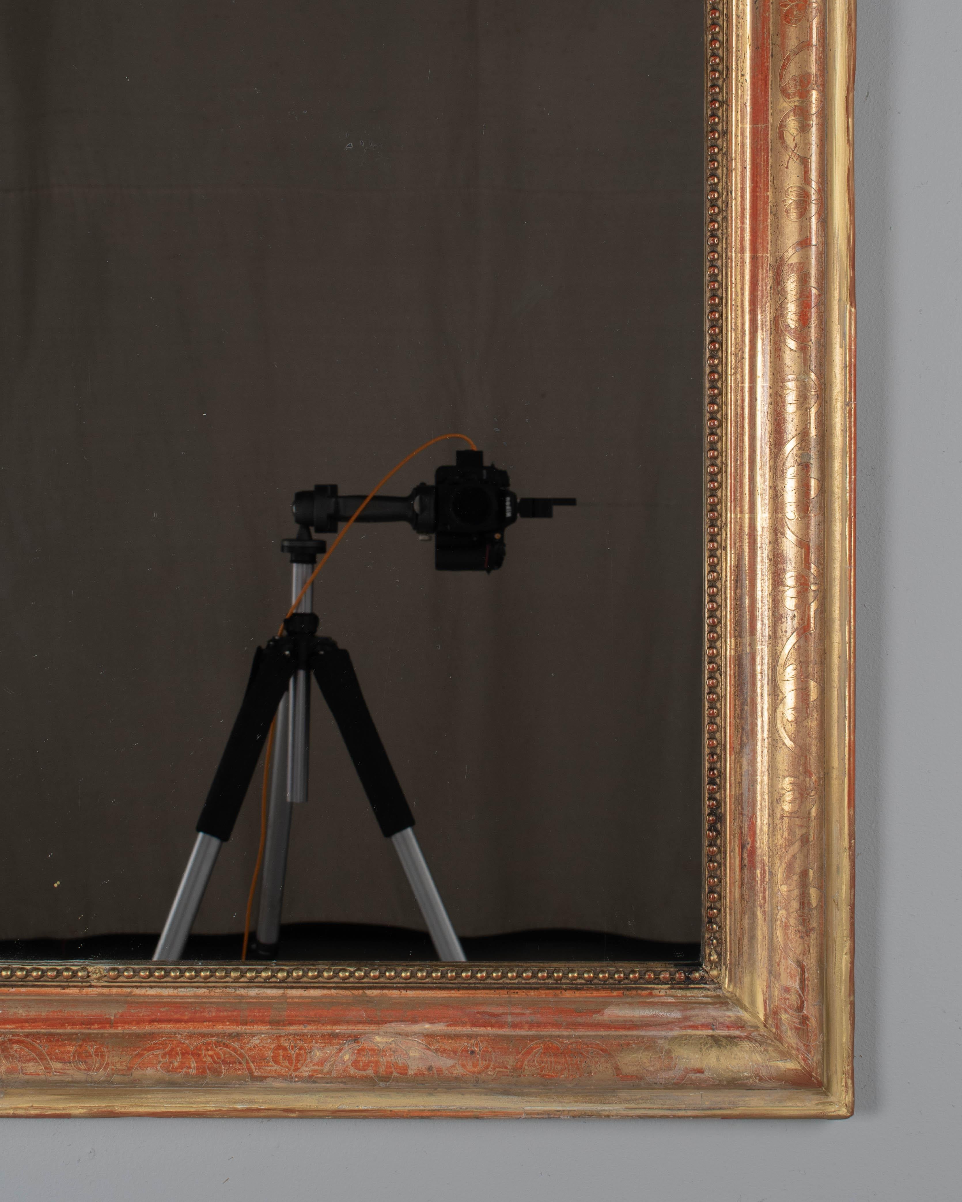 Bois doré Miroir doré français Louis Philippe du 19ème siècle  39 