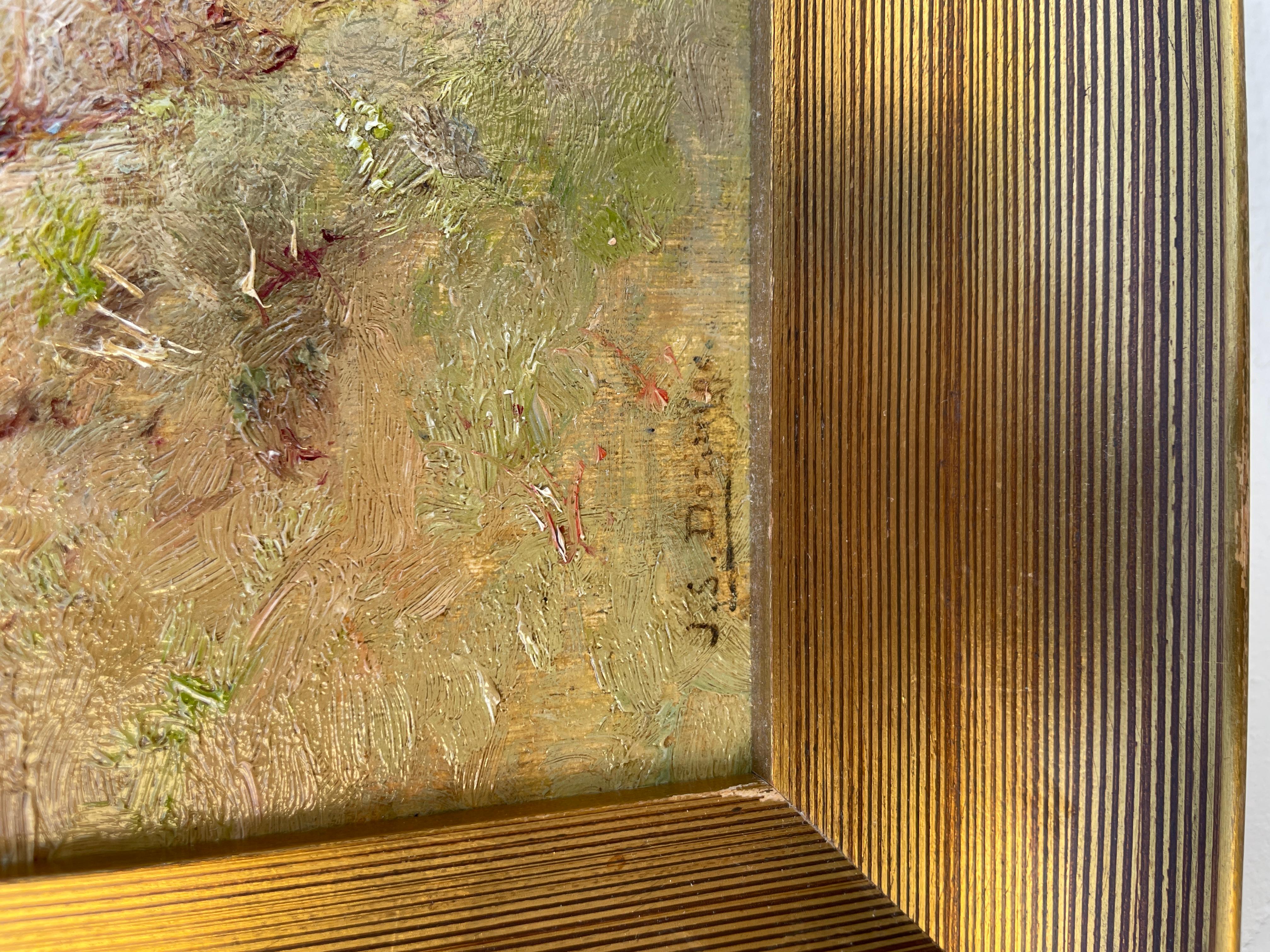 Peinture française du 19e siècle représentant une maison au bord d'une falaise en vente 2