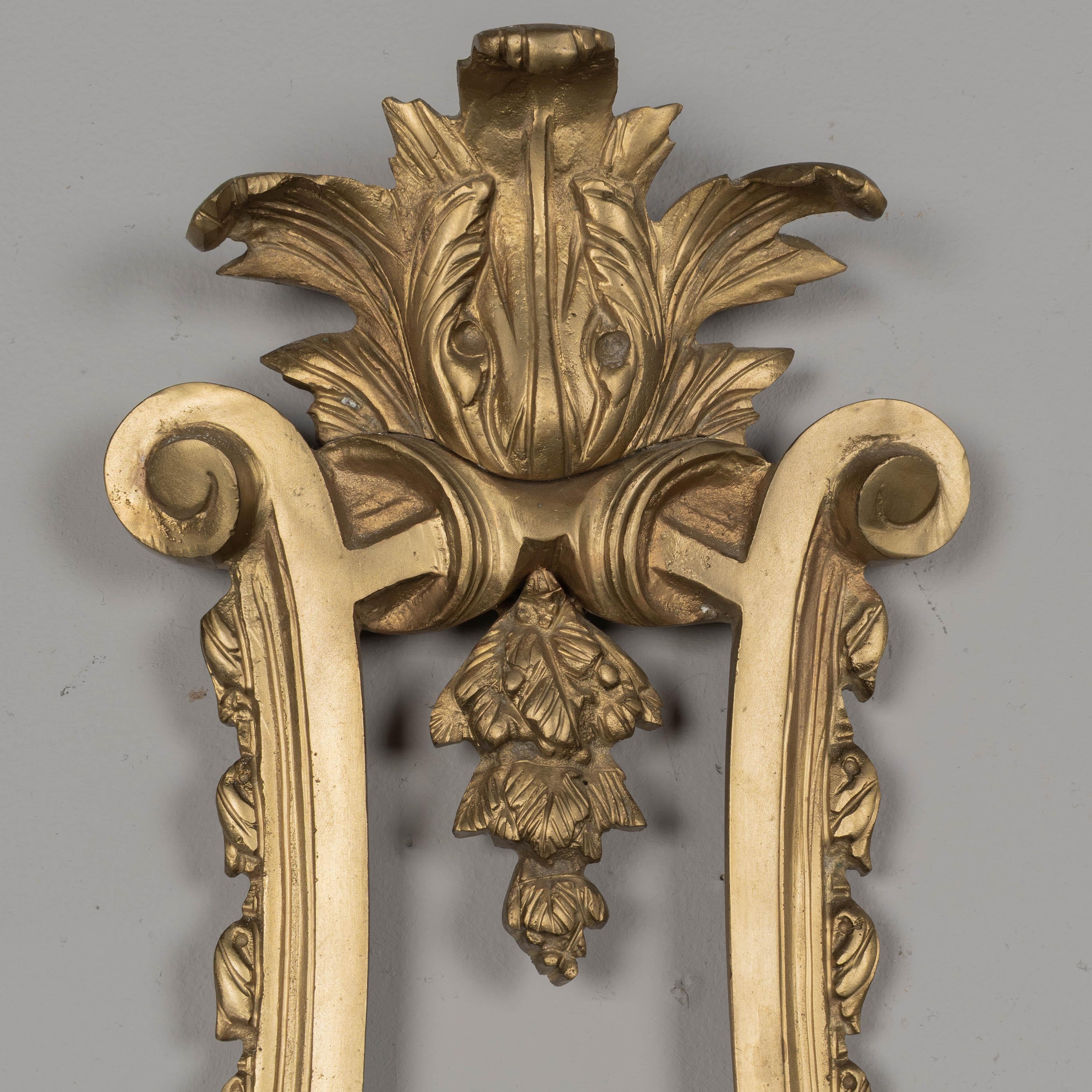 Pair of Italian Cast Bronze Wall Sconces For Sale 2