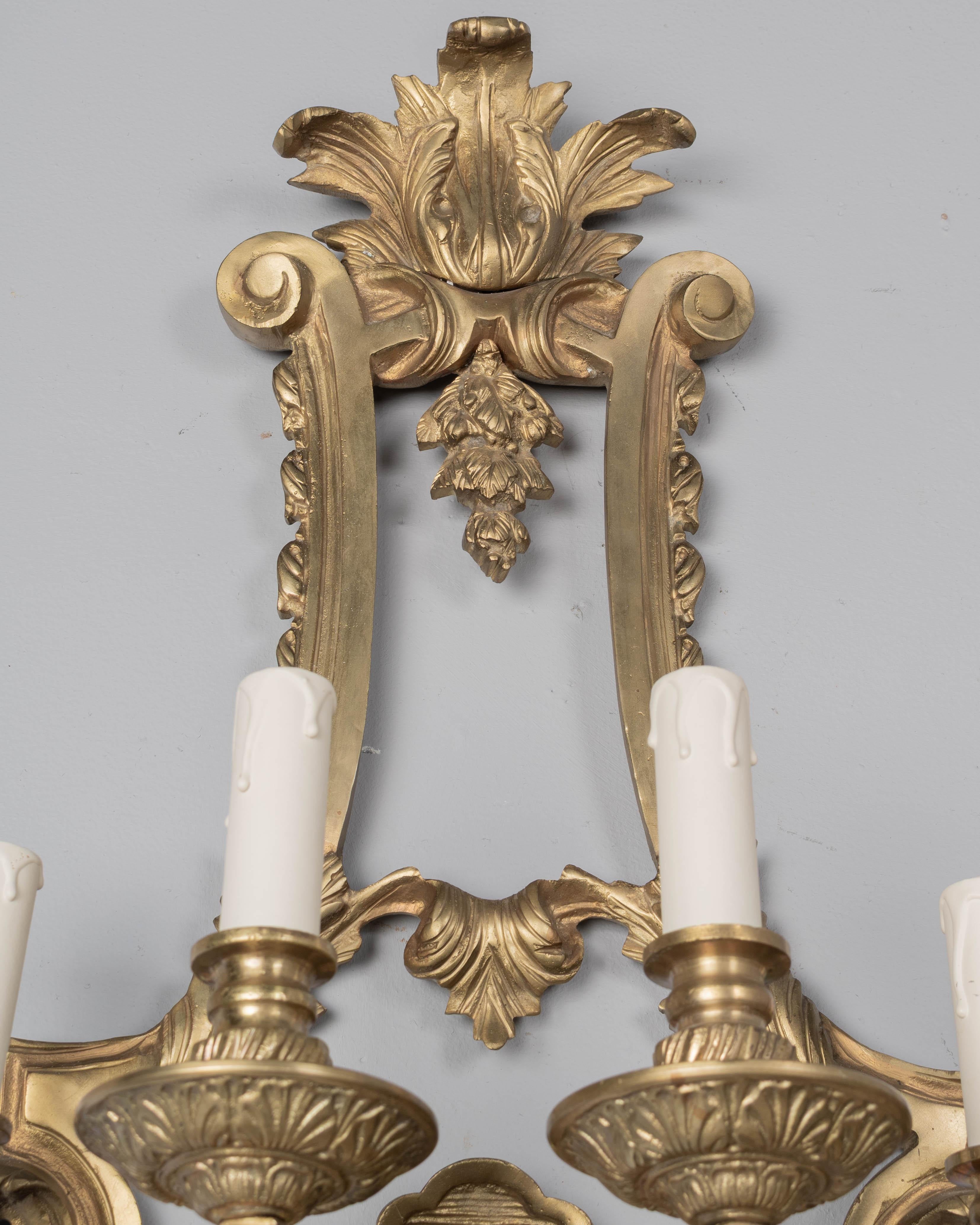 Pair of Italian Cast Bronze Wall Sconces For Sale 8
